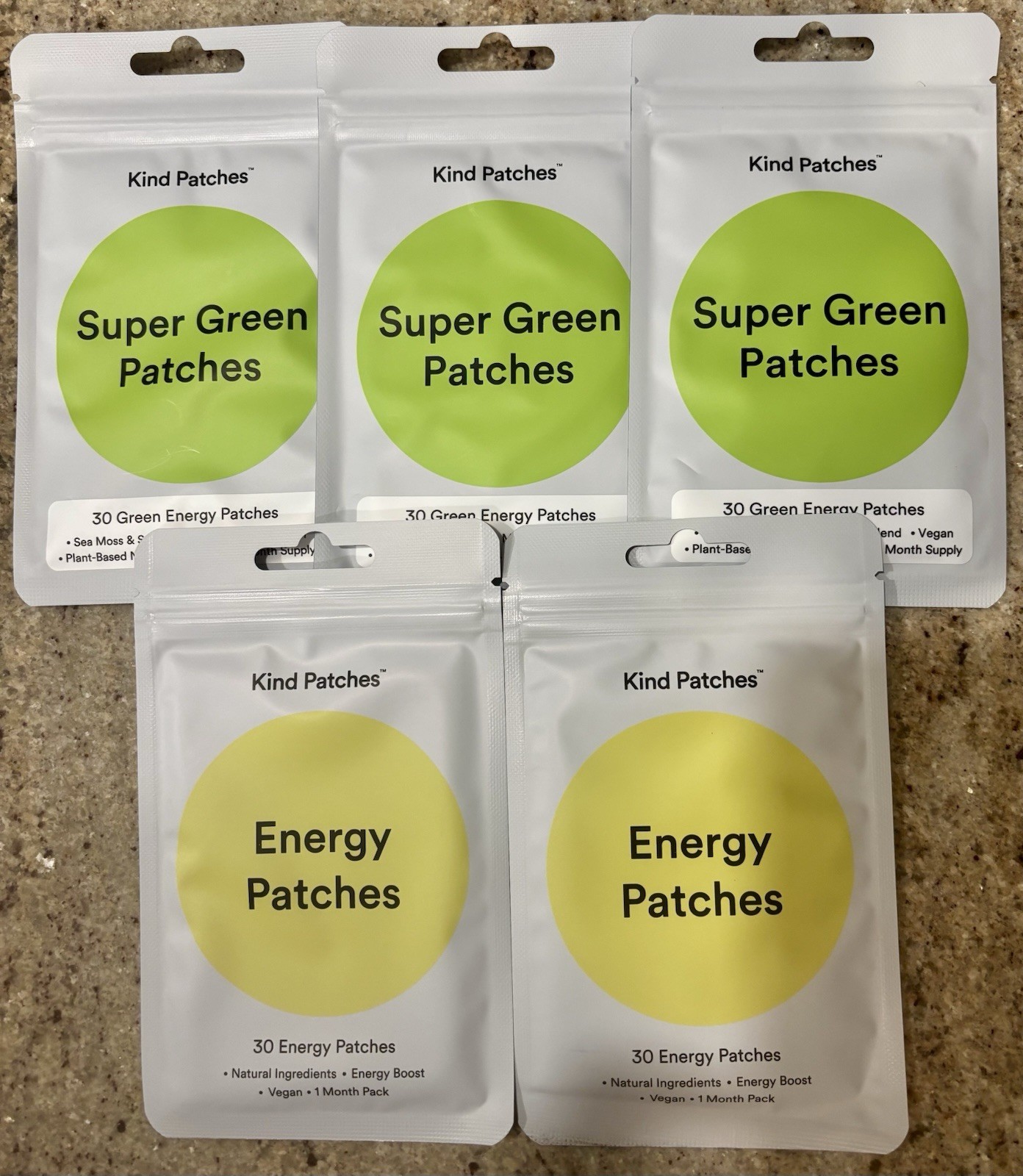 Kind Patches Bundle – 3 Super Green + 2 Energy Patches – New