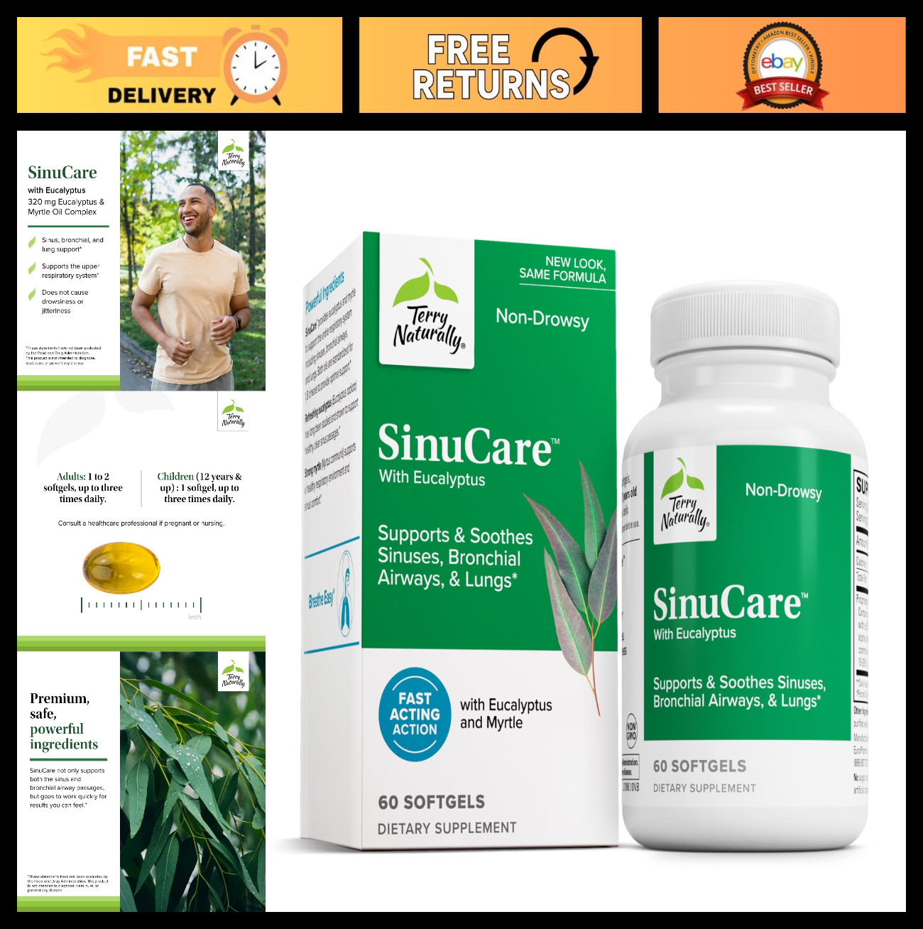 Sinus, Lung & Bronchial Support – 60 Softgels for Comfort & Relief