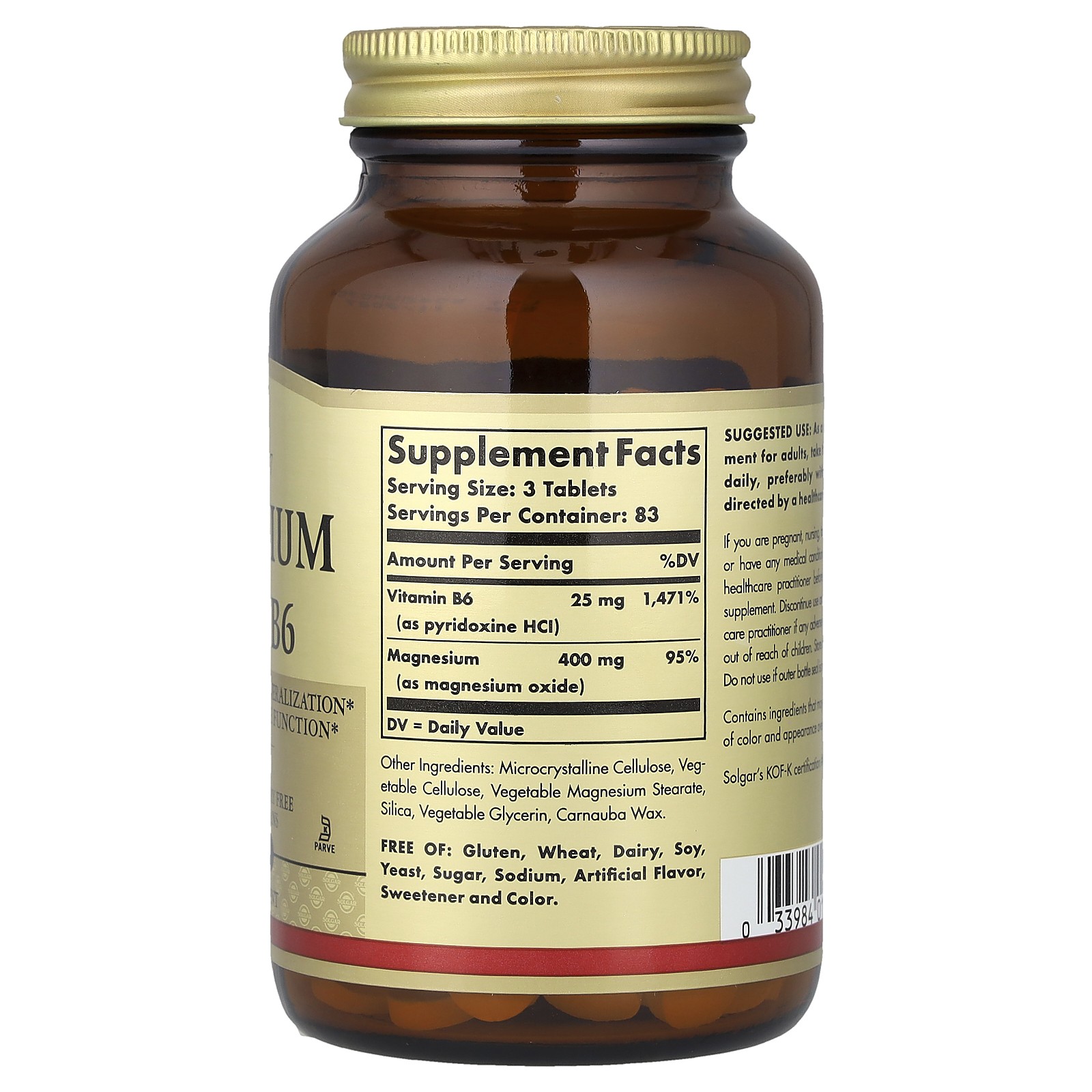 Magnesium with Vitamin B6, 250 Tablets