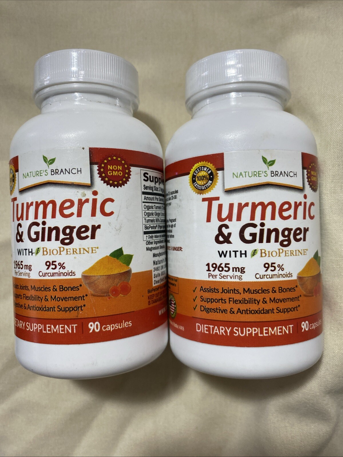 2 pack Nature’s Branch Turmeric Curcumin With Bioperine 90 Capsules Exp 06/26