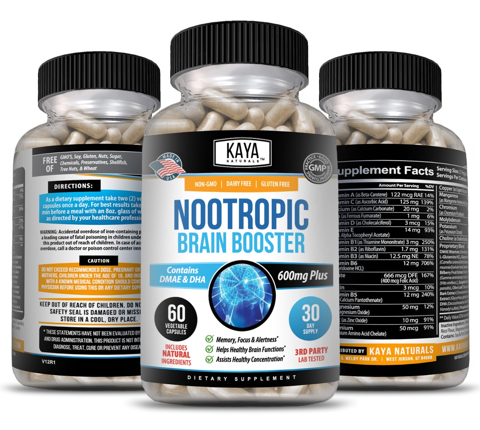 (2 Pack) Nootropic Brain Booster 60ct, Brain Memory Support, Dietary Supplement