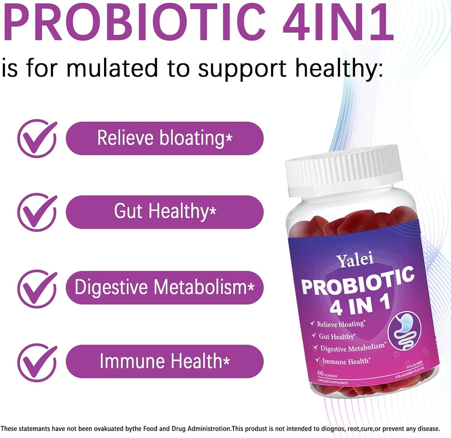 Probiotic Kombucha Gummies | Sugar Free | Probiotics Fiber Supplement for Women