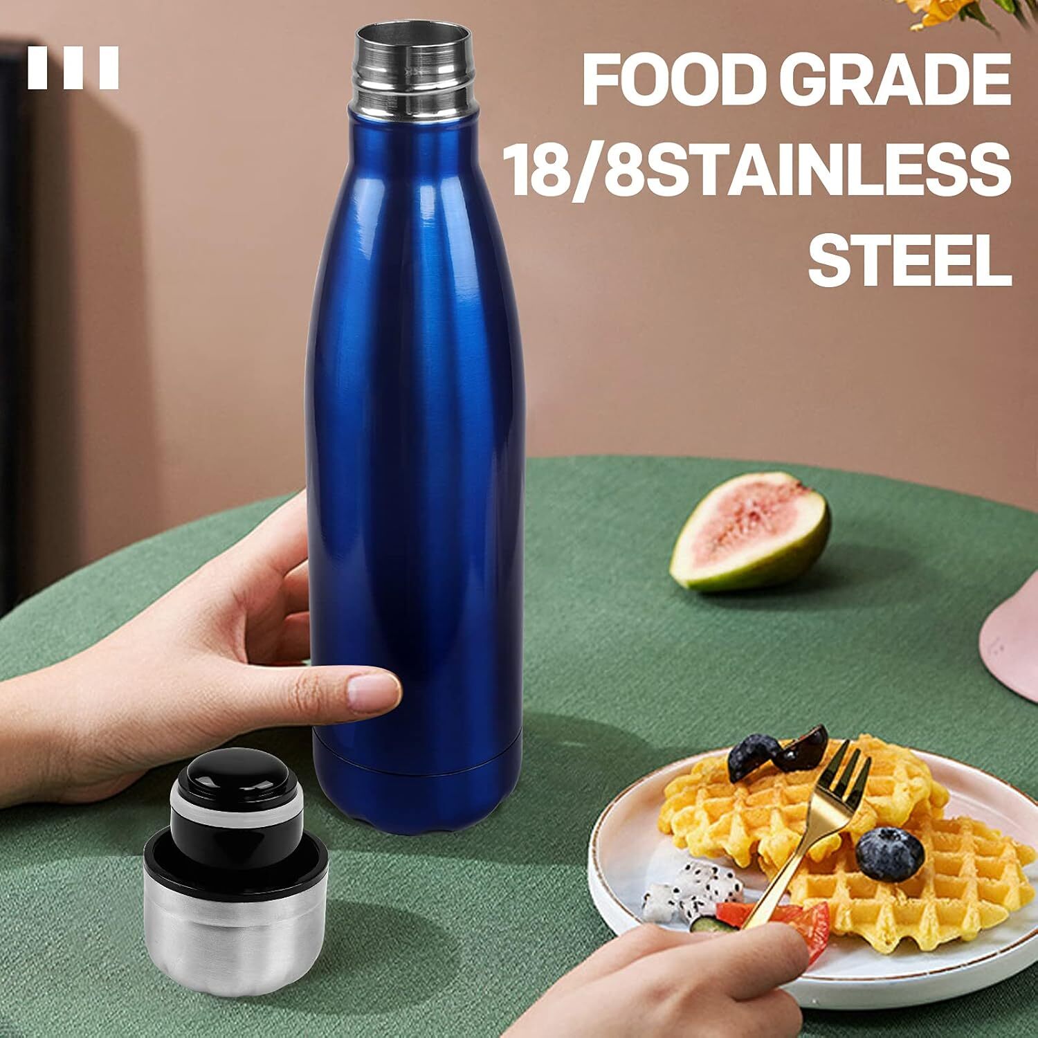 Sfee Insulated Water Bottle, 17 oz Stainless Steel 17 Ounces, Dark Blue