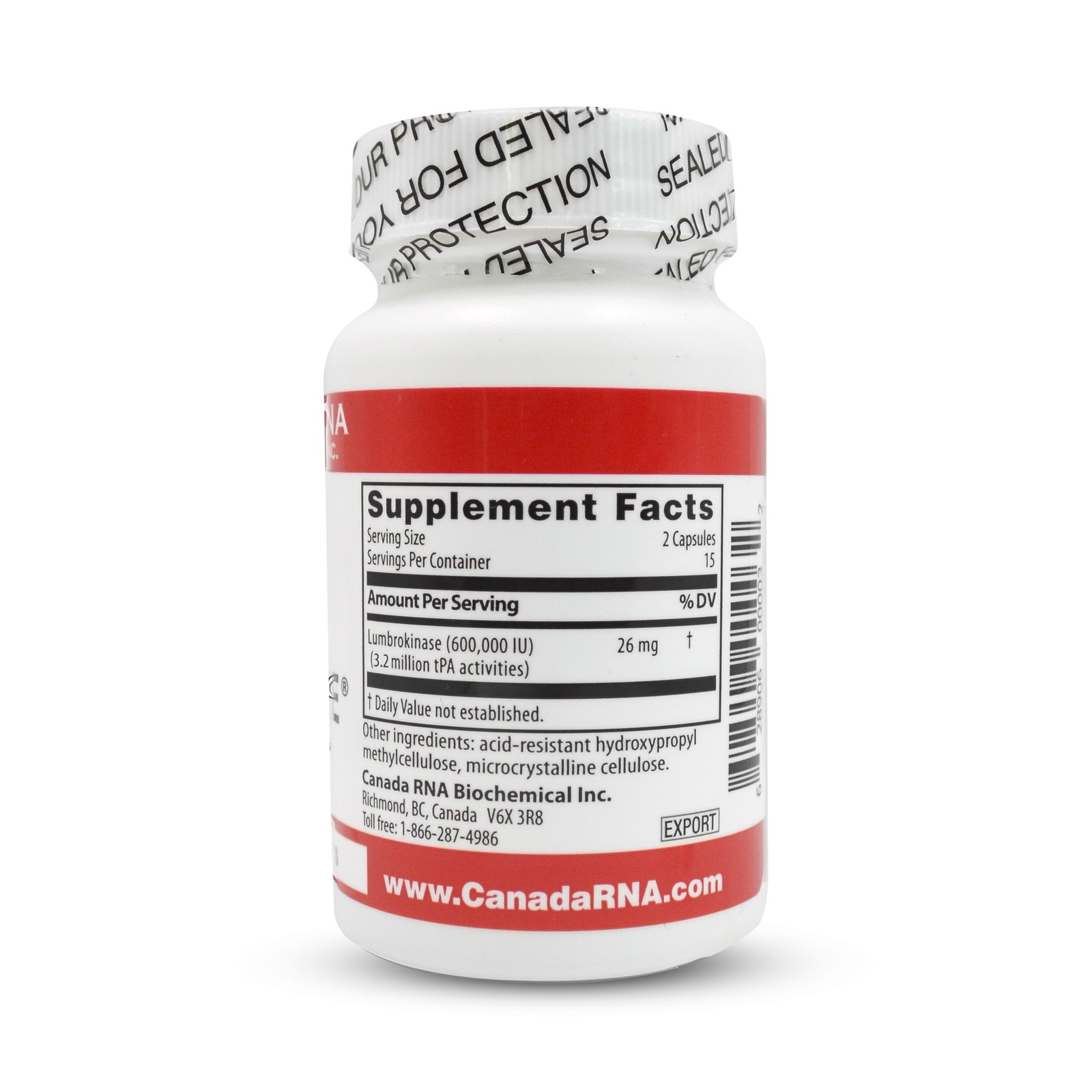 Boluoke Canada RNA Lumbrokinase for Circulatory Health, 30 caps