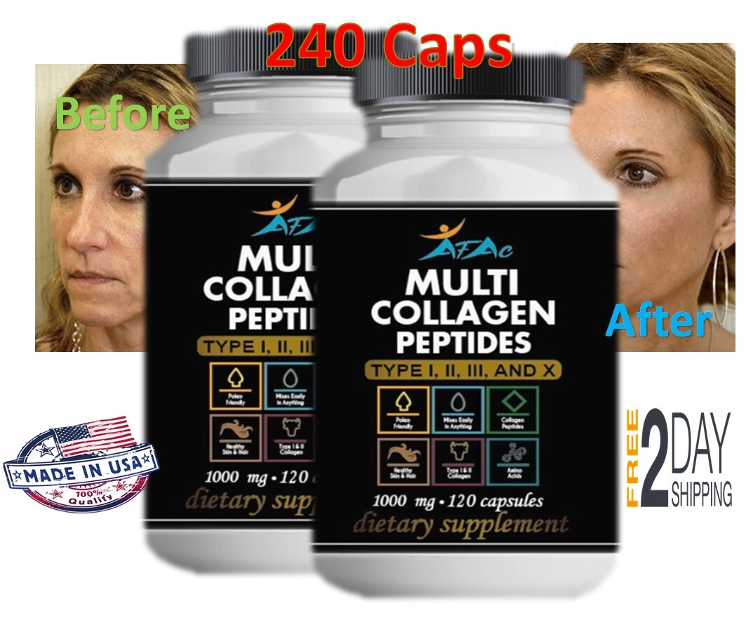 Collagen multi Peptide Capsules 240 Vitamins Colagen hydrolizate Anti Aging skin
