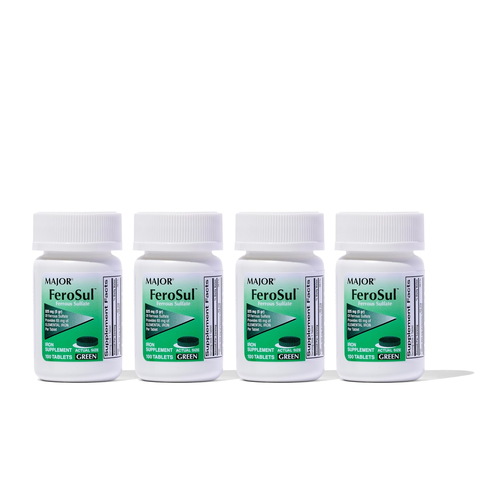 Major Ferosul Ferrous Sulfate Iron Supplement 325Mg 100 Count Pack Of 4 Tablets