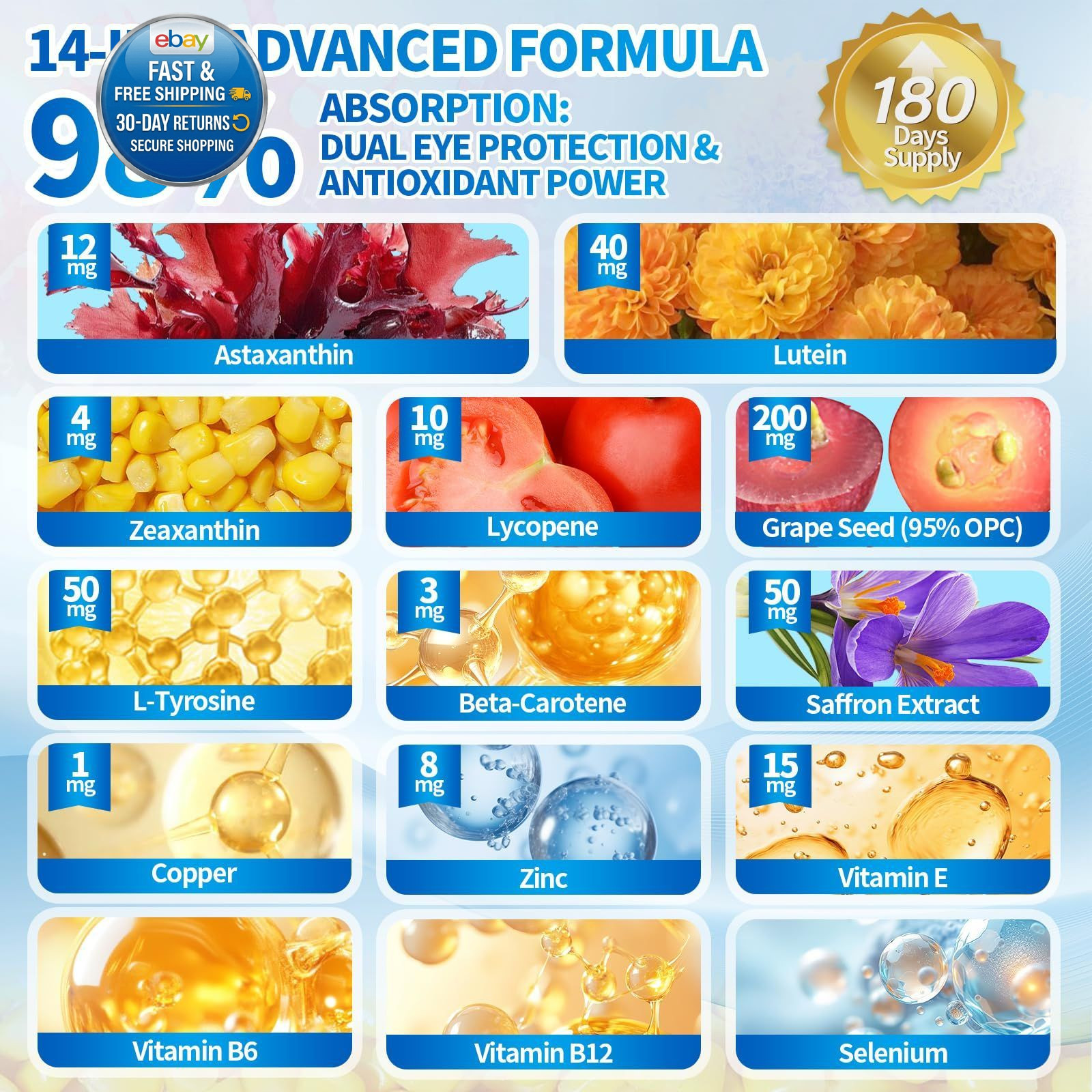 14-in-1 Astaxanthin 12mg & 1 Count (Pack of 1), 12 Mg | 1 Bag | 180 Softgels