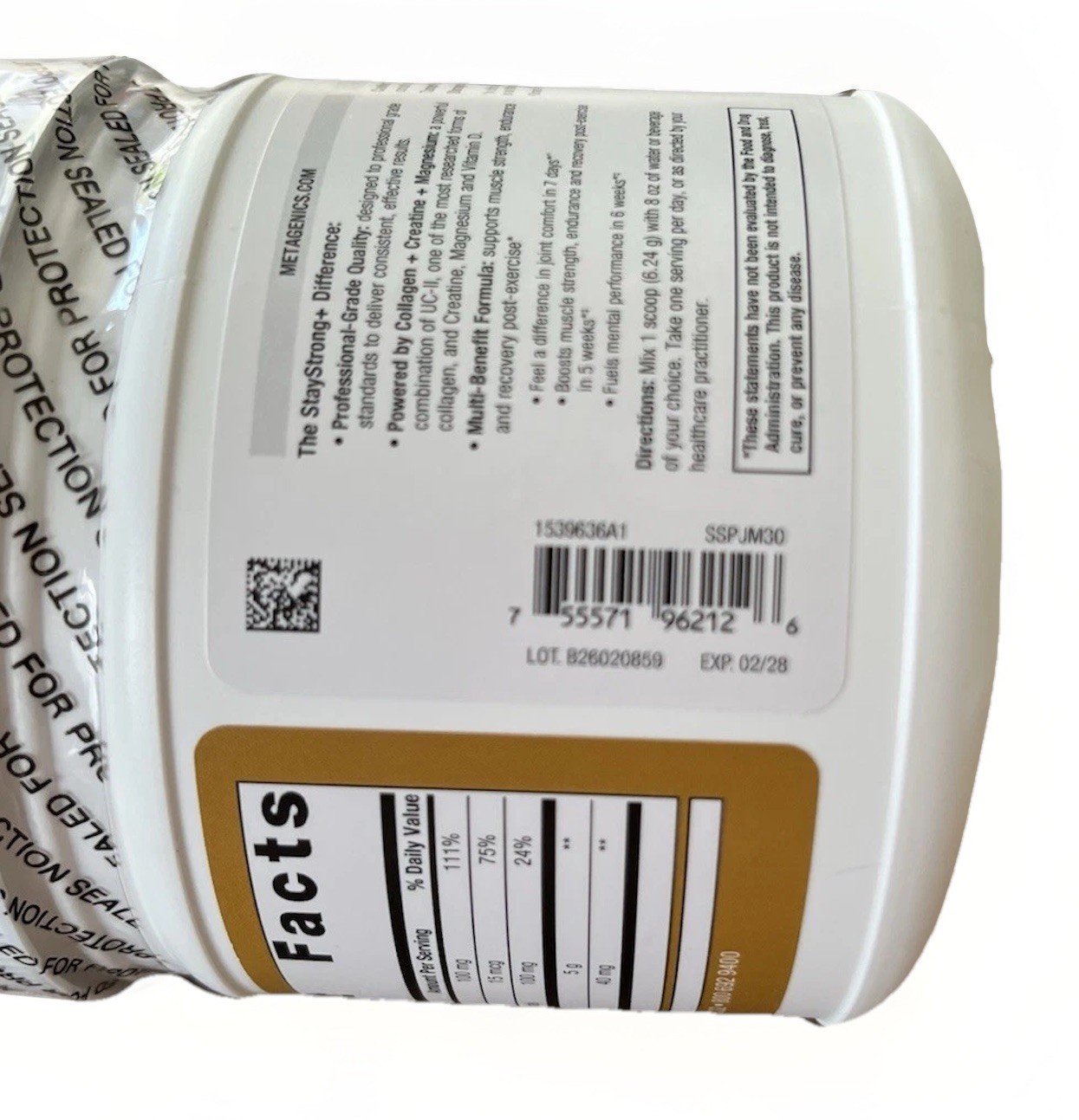 Metagenics Staystrong Powder 6.60 Oz Joint & Muscle Support Dietary Supplement