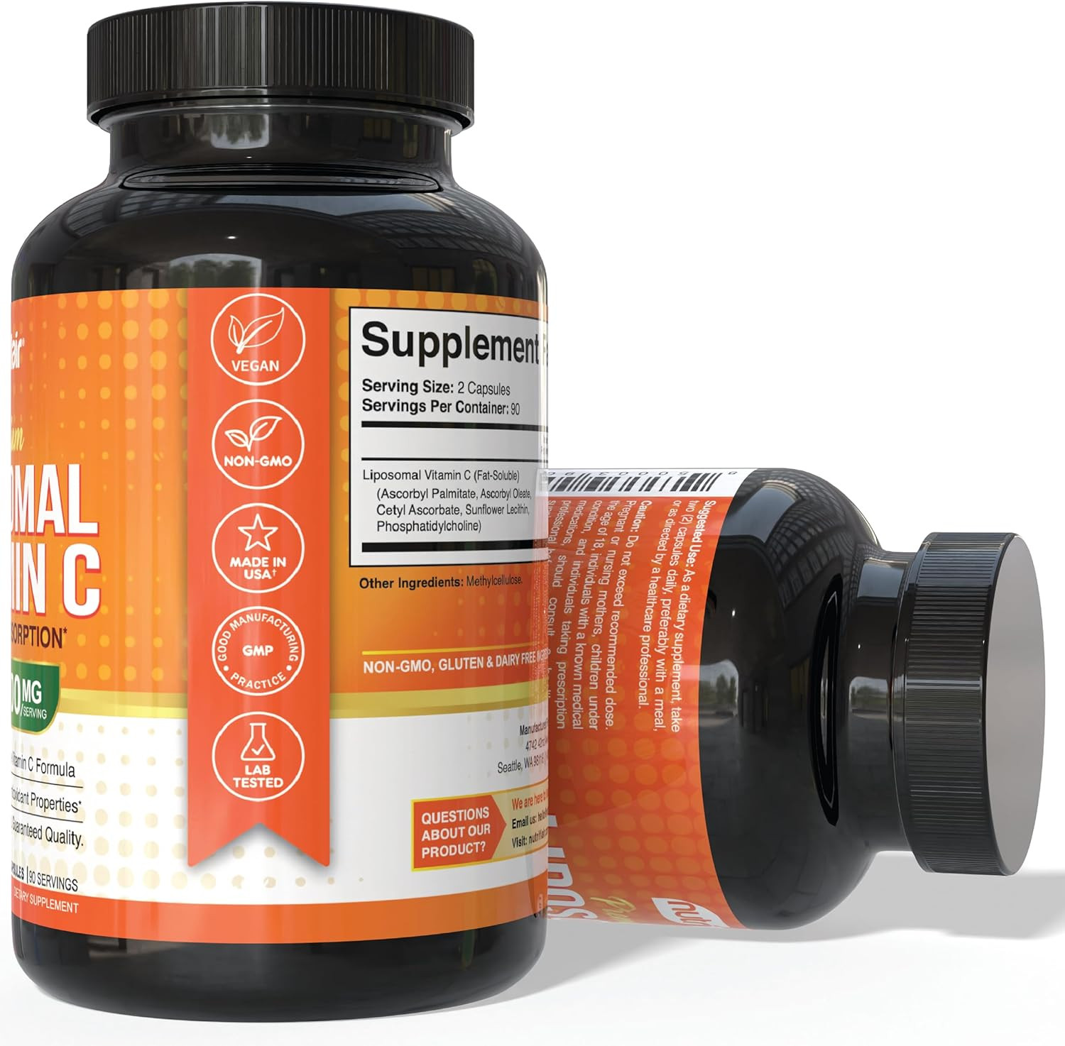 NutriFlair Liposomal Vitamin C 1700mg – 180 Vegan 180 180 Count (Pack of 1)
