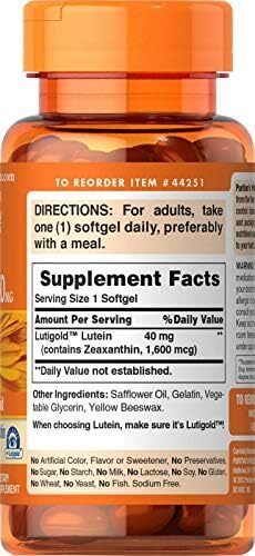 Puritan’s Pride Premium Lutigold™ Lutein Carotenoid 40 mg with Zeaxanthin for