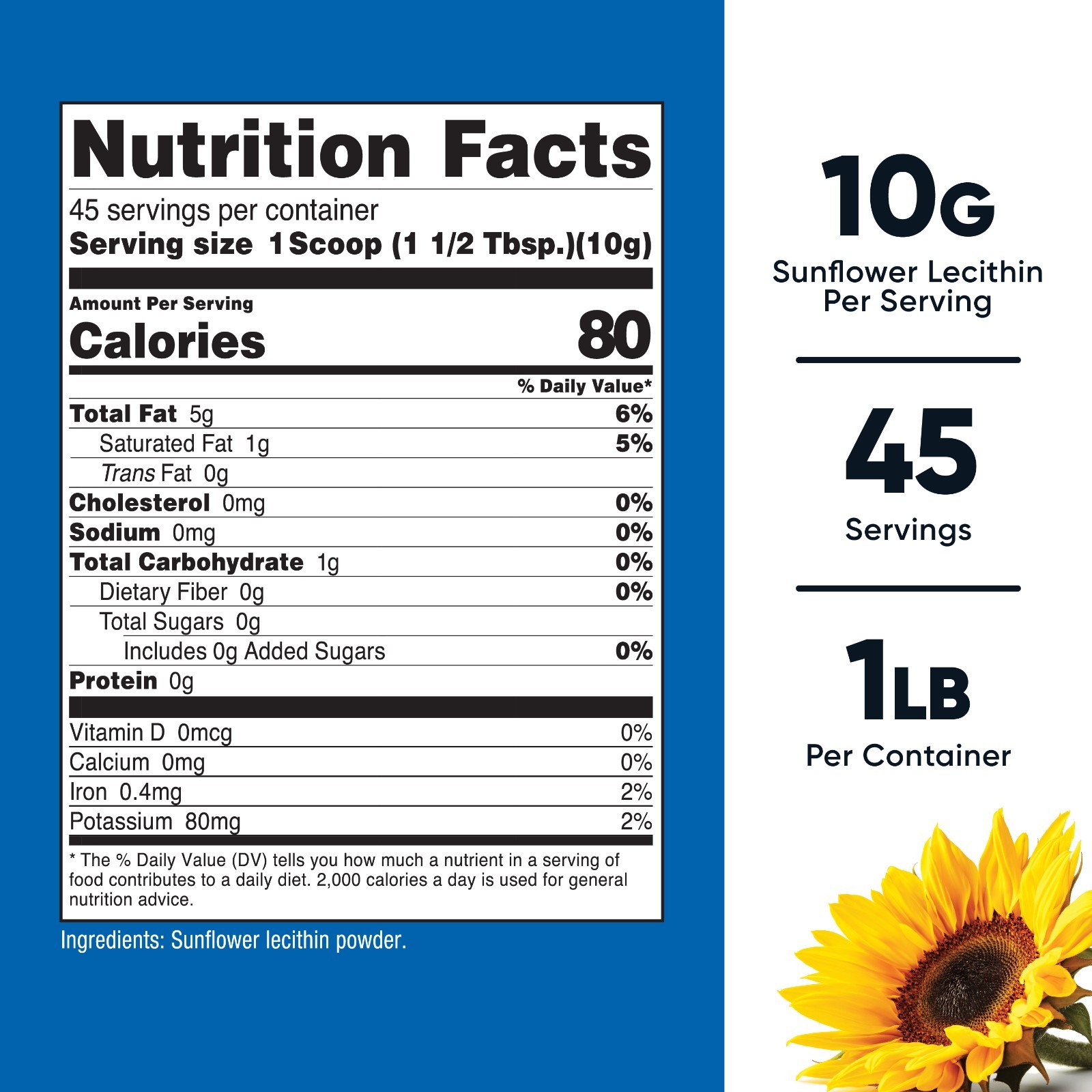Nutricost Sunflower Lecithin (1 Pound) – Natural Phosphatidylcholine