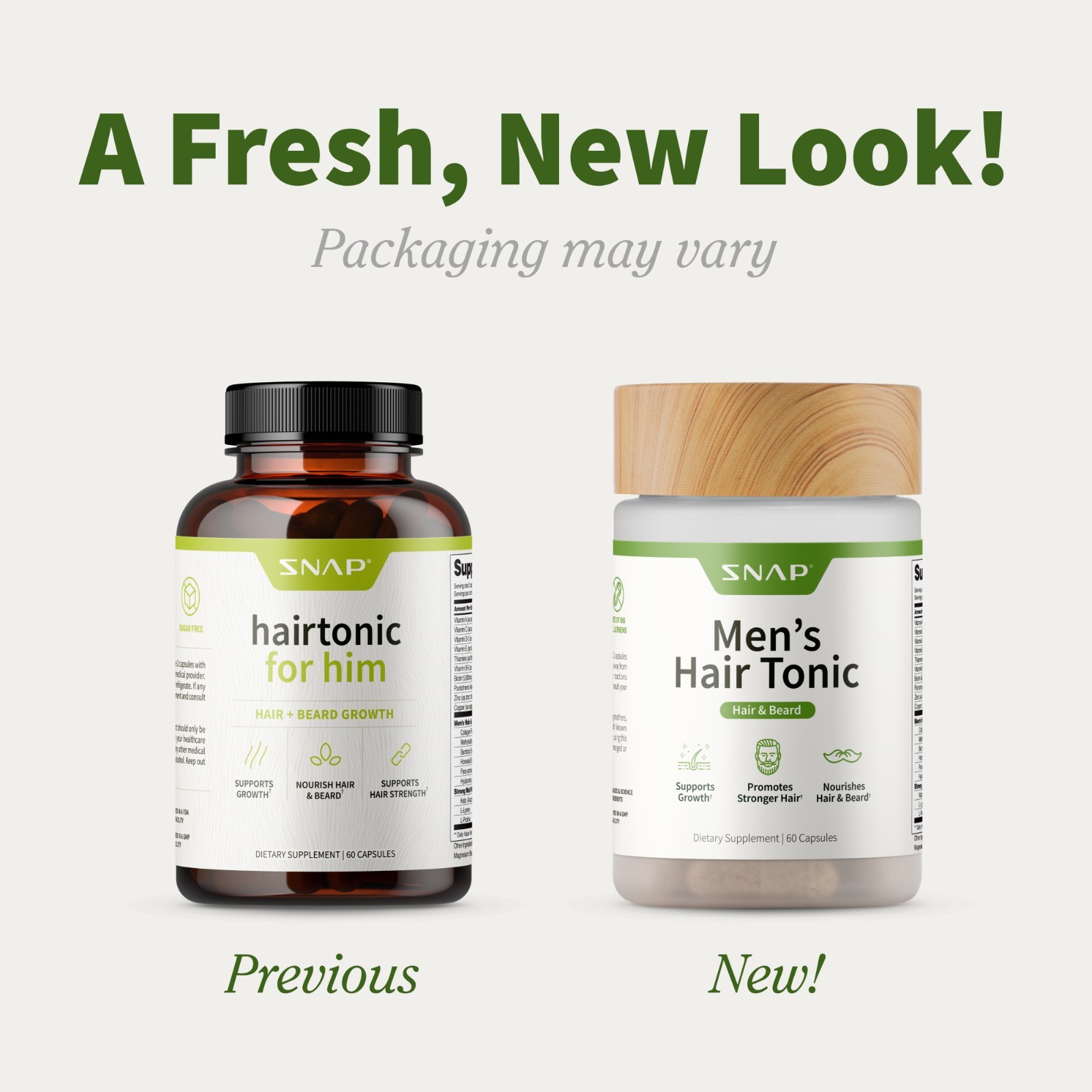 Men’s Hair Growth, Support Beard Growth, Biotin, Keratin, Bamboo – 2 Pk Bundle