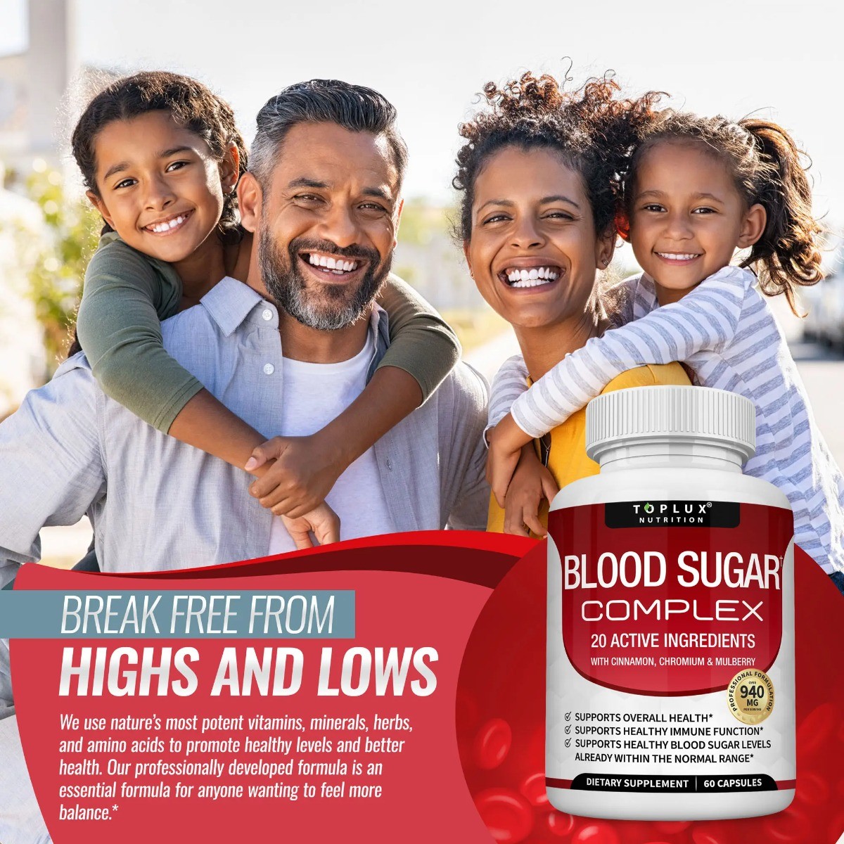 Blood Sugar Complex – 20 Vitamins & Minerals, Supports Healthy Glucose