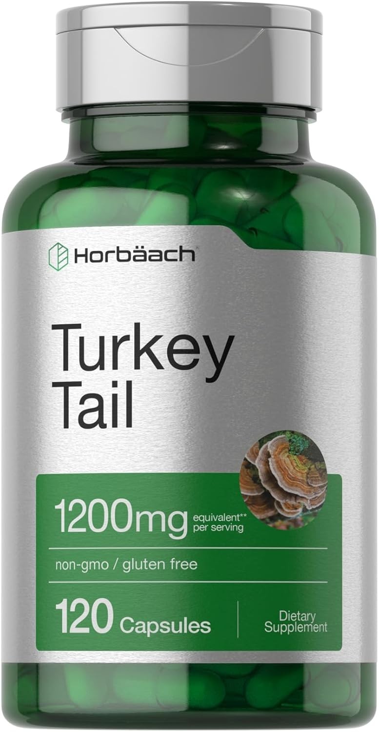 Turkey Tail Mushroom Capsules 1200mg, 120 Count, Non-Gmo Gluten Free by Horbaach