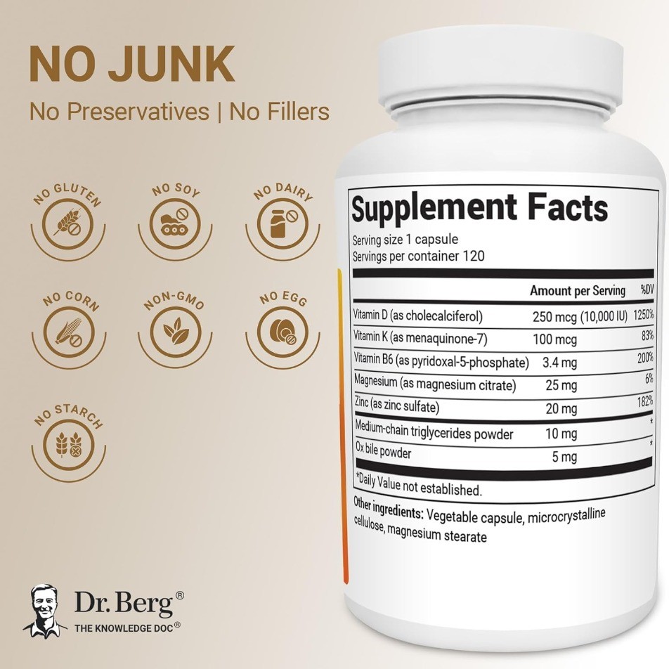 Dr. Berg 10,000 IU Maximum Strength 2-in-1 Vitamin D3 K2 Vitamin Supplement