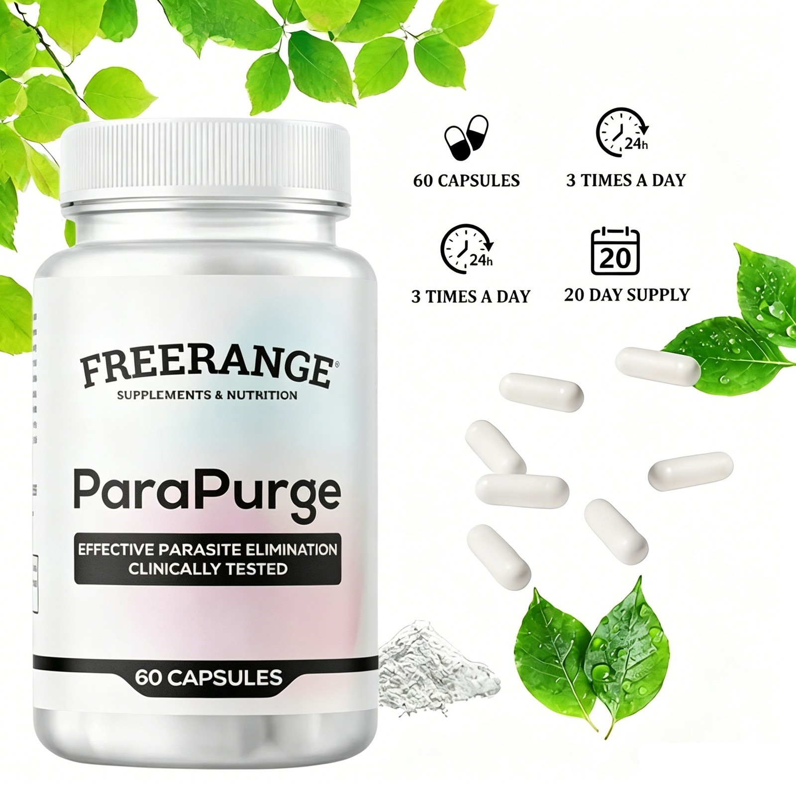 FreeRange ParaPurge Advanced Parasite Cleanser Para Purge Free Range 60 Capsules