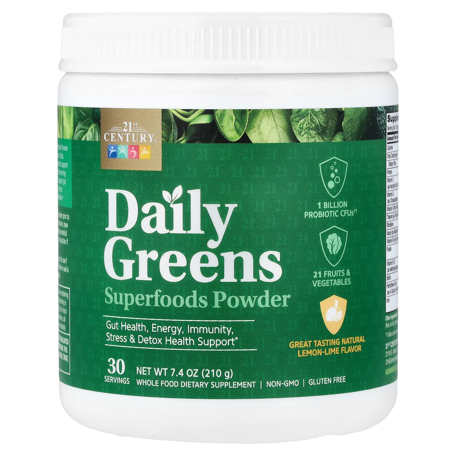 Daily Greens Superfoods Powder, Lemon Lime, 7.4 oz (210 g)