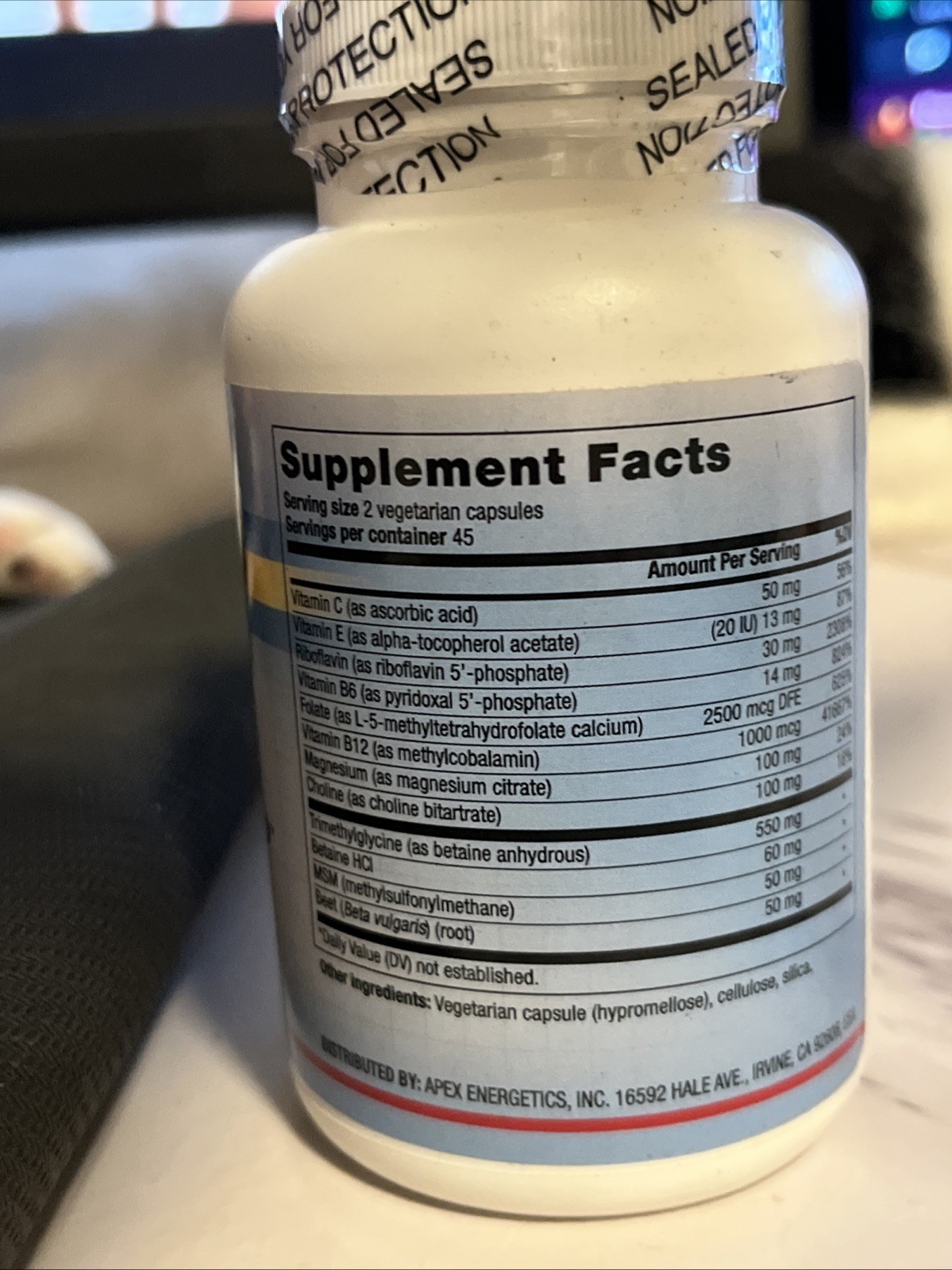 Super Methyl-SP K-112 by Apex Energetics – 90 capsules Exp 09/27