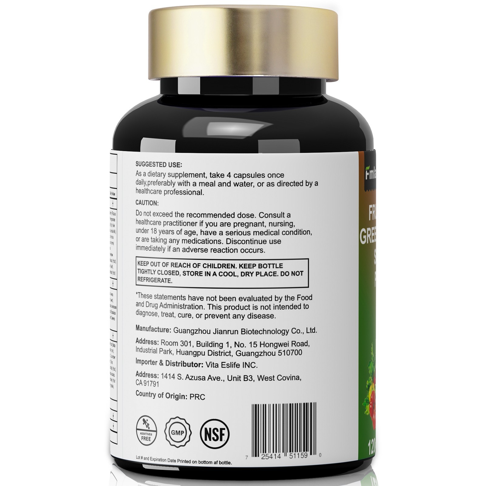 70 Fruits and Veggies Supplement | 120 Vcaps | with 1 Billion CFU Probiotics US