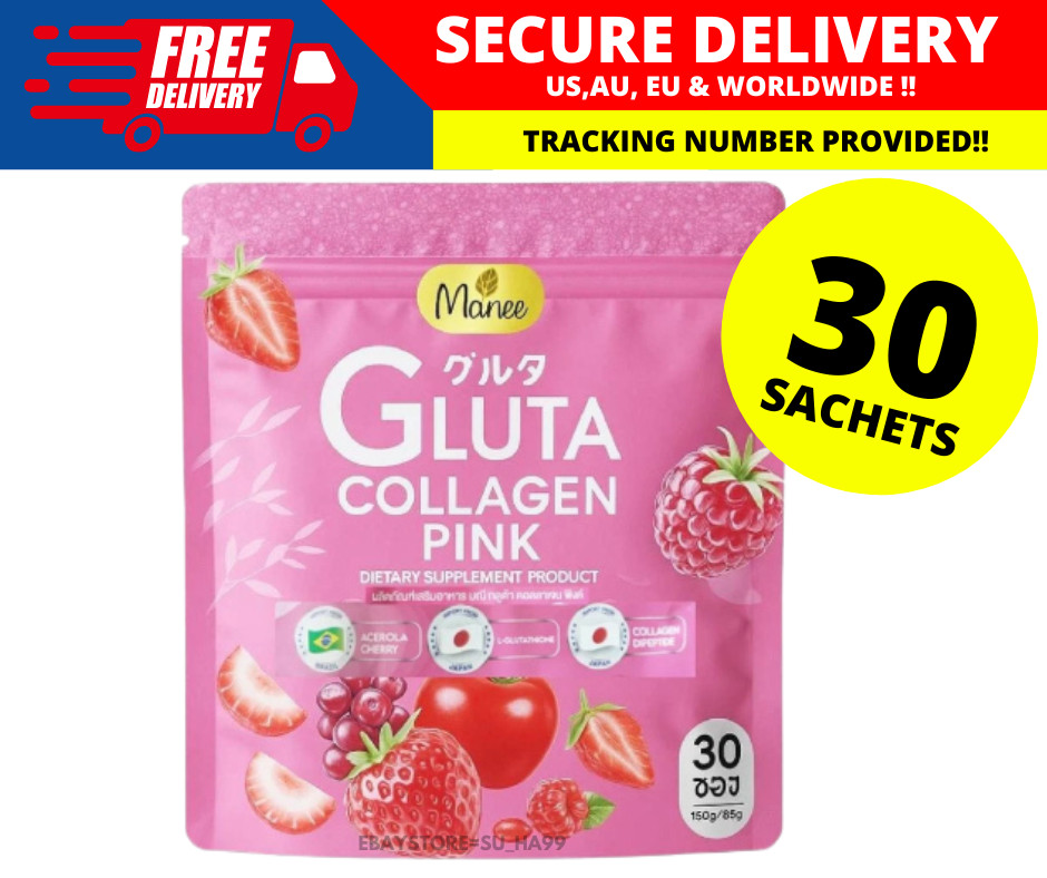 Manee Gluta Collagen Pink Anti-Aging Skin Brightening Glow Whitening 30 Sachet
