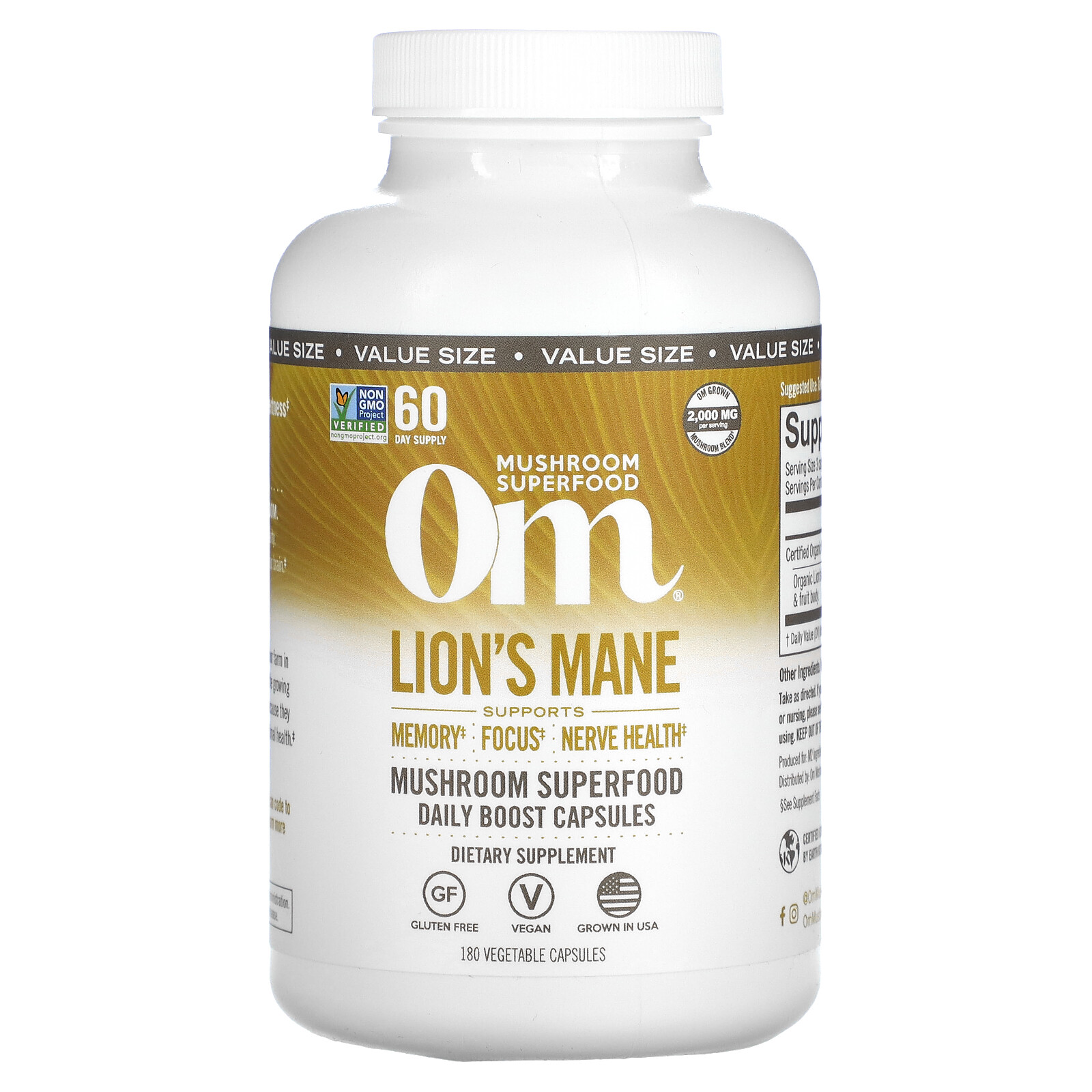 Lion’s Mane Mushroom Superfood, 2,000 mg, 180 Vegetable Capsules (667 mg per
