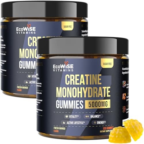 Creatine Monohydrate Gummies 5000mg Strawberry Sugar Free Vegan 120ct