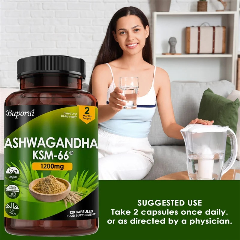 Ashwagandha KSM-66 1200mg 120pcs,Relaxation,Promotes Brain Health, Improves Mood