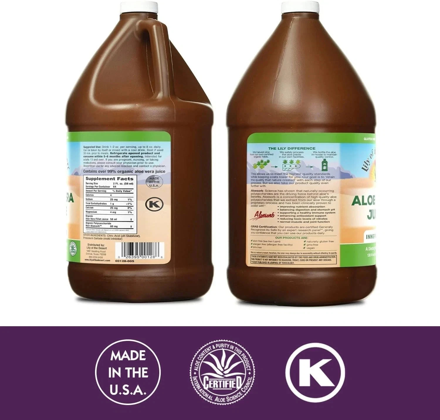 Lily of the Desert Aloe Vera Juice – Inner Fillet 128 fl. oz Each (Pack of 3)