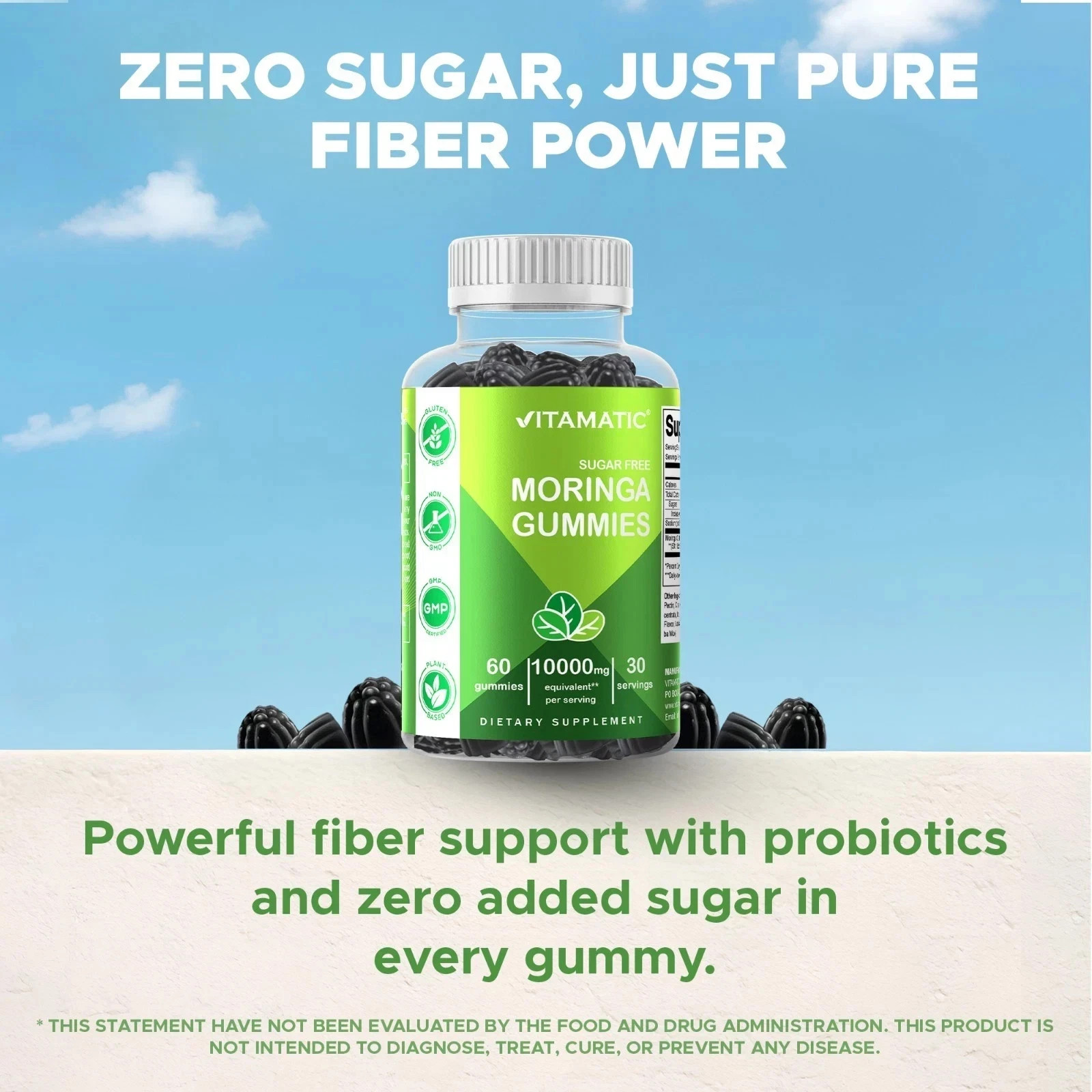 Vitamatic Moringa Gummies – Sugar-Free Botanical Extract -60 count