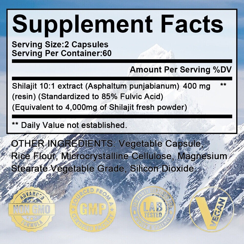 Natural 85% Fulvic Acid 120 Capsules Dietary Supplement | Non-GMO & Gluten-Free