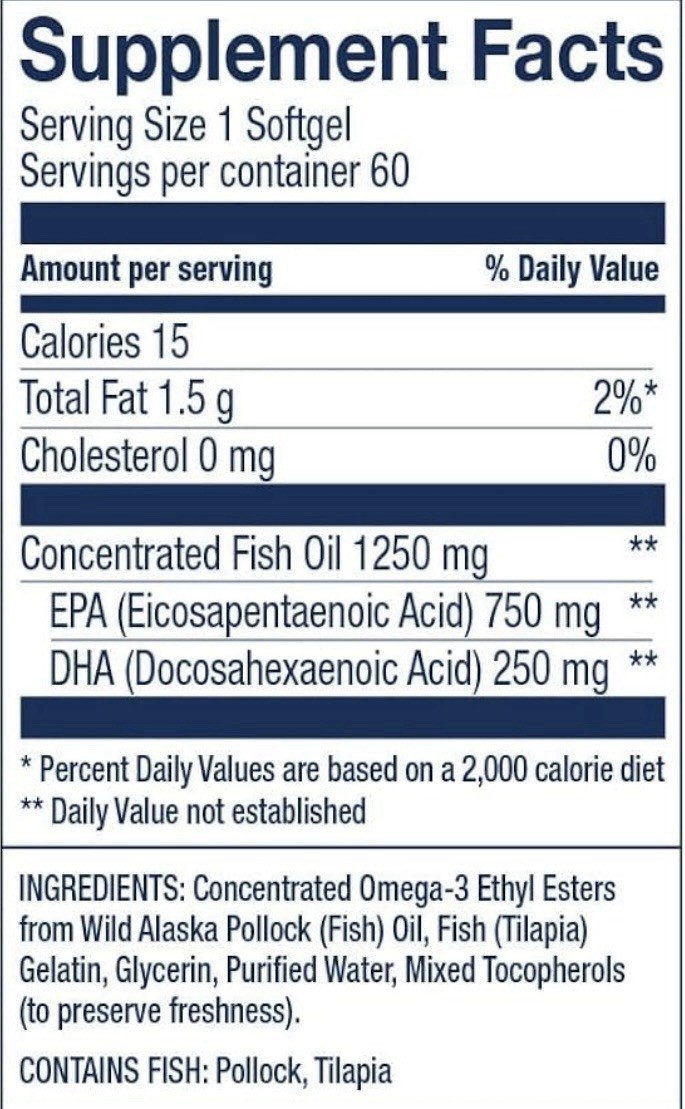 Wiley’s Finest Peak EPA Wild Alaskan Fish Oil Omega-3 1000mg 60 Softgels
