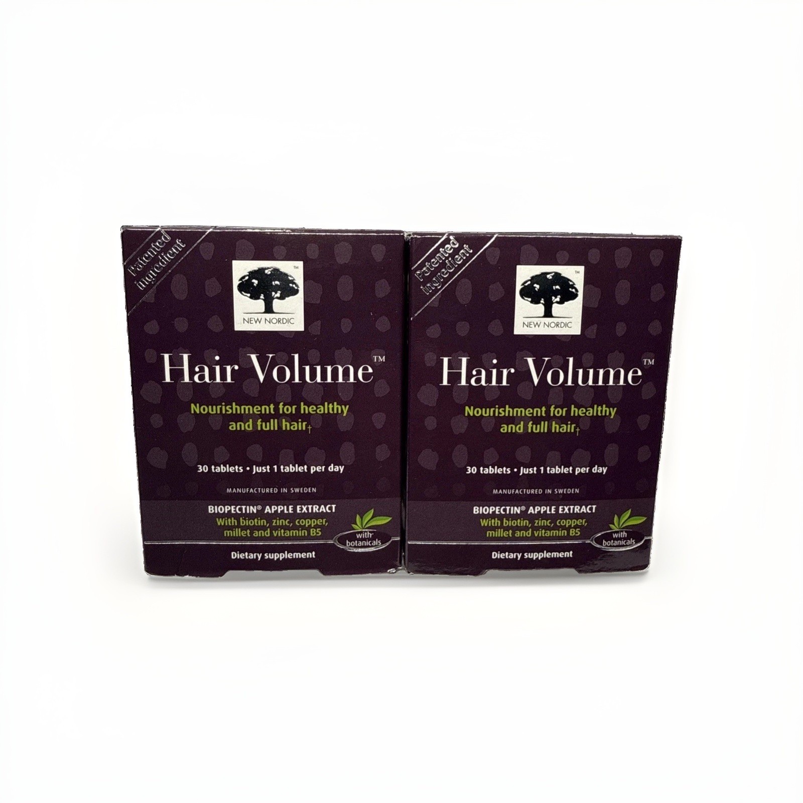 2 Pack. 30 Tablets Each. New Nordic HAIR VOLUME, Nourishment For Healthy 60 Tbls