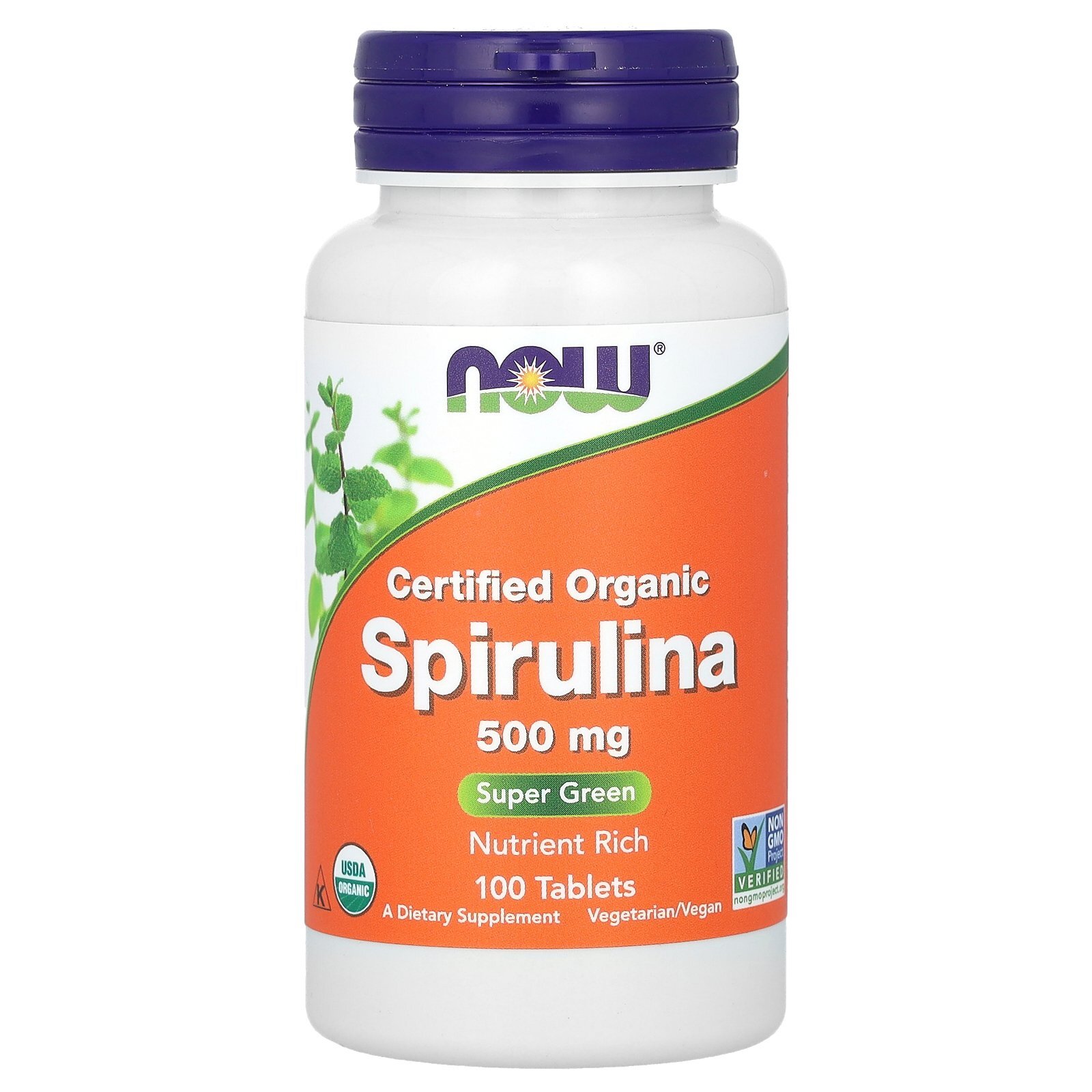 Certified Organic Spirulina, 3,000 mg, 100 Tablets (500 mg per Tablet)