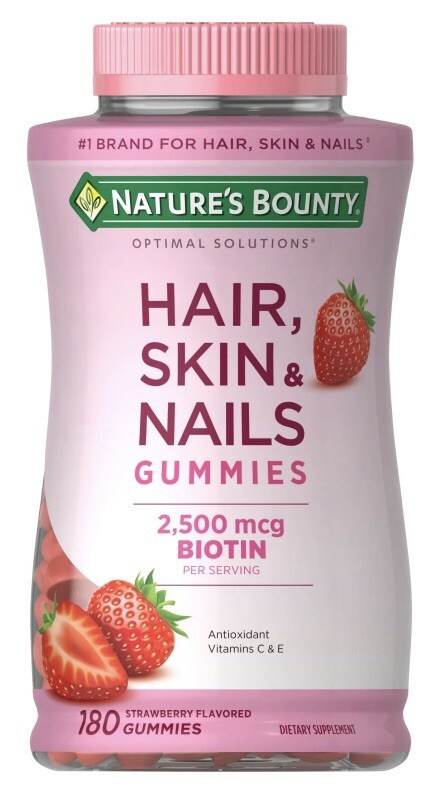 Nature’s Bounty Hair+Skin & Nails – 2.500 mcg Biotin – 180 Ct.- EXP 08/26