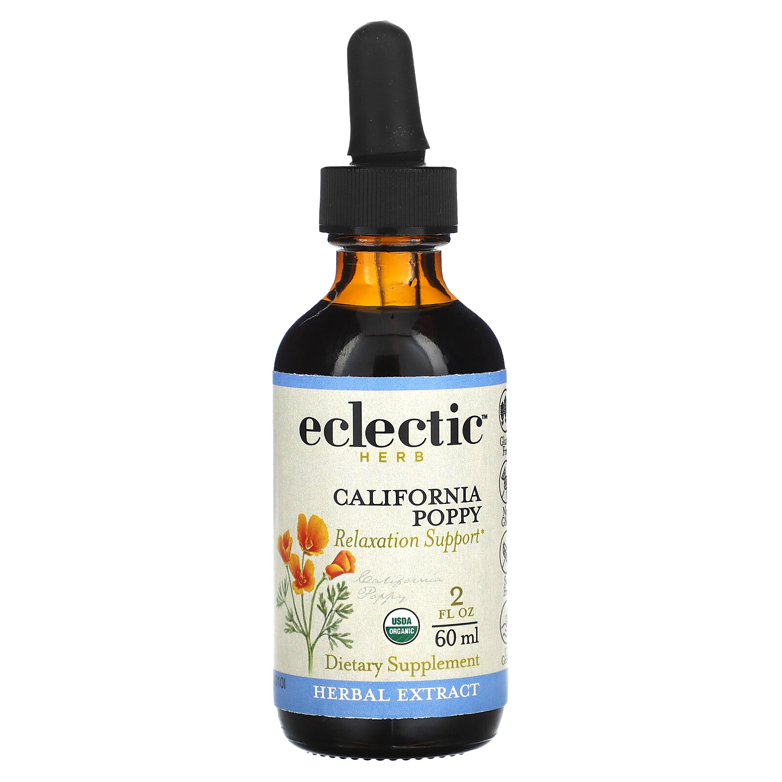 Eclectic Institute Organic California Poppy 2 fl oz 60 ml Dairy-Free,