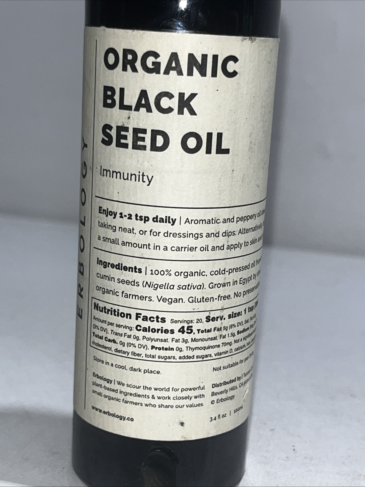 Sealed Organic Black Seed Oil, 3.4oz, Damaged Outer