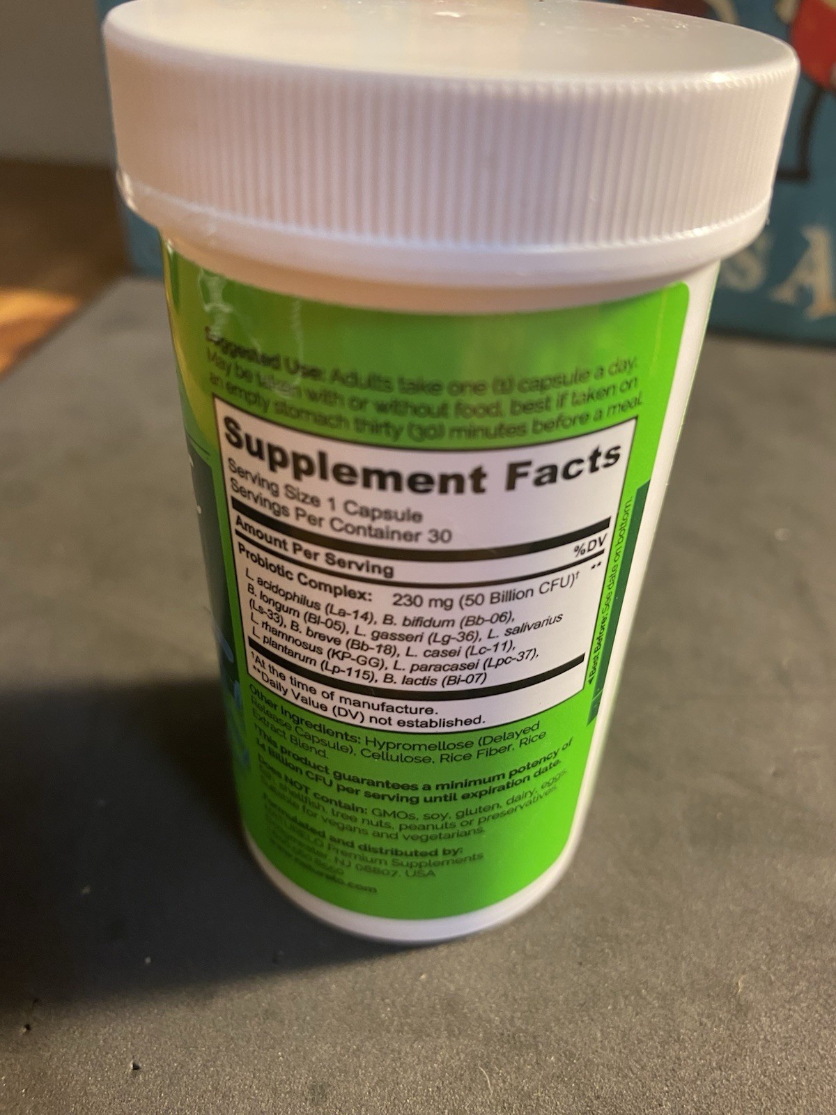 NATURELO Probiotics For Digestive Health 50 Billion CFU, 11 Strains Exp 11/13/26