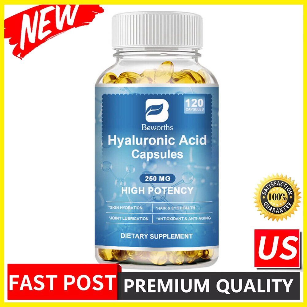 Hyaluronic Acid 100mg Capsules – Joint Health & Wrinkle Reduction Support, 120ct