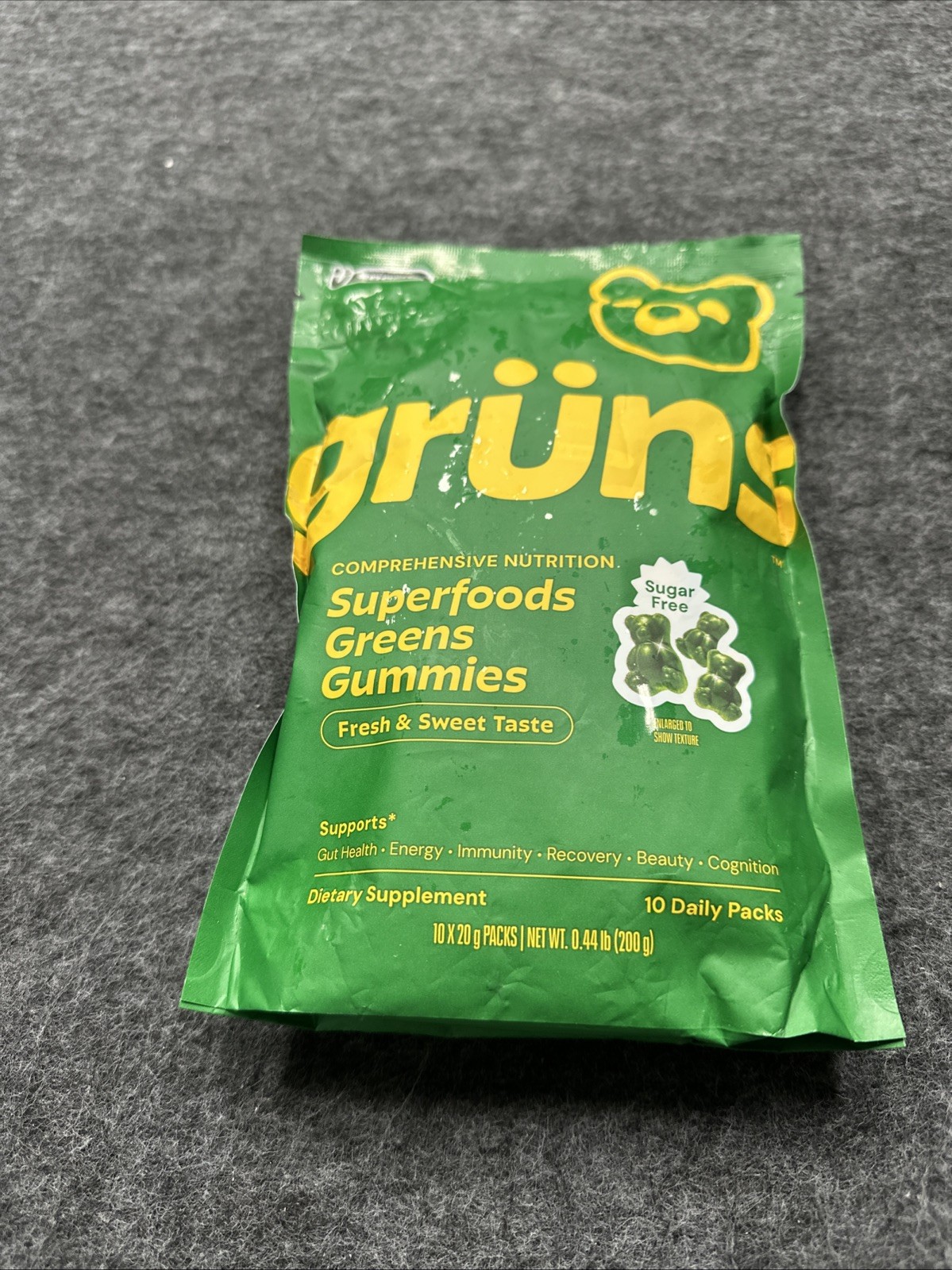 Gruns Superfoods Greens Gummies 10 Daily Packs NEW Sealed EXP 6/2027