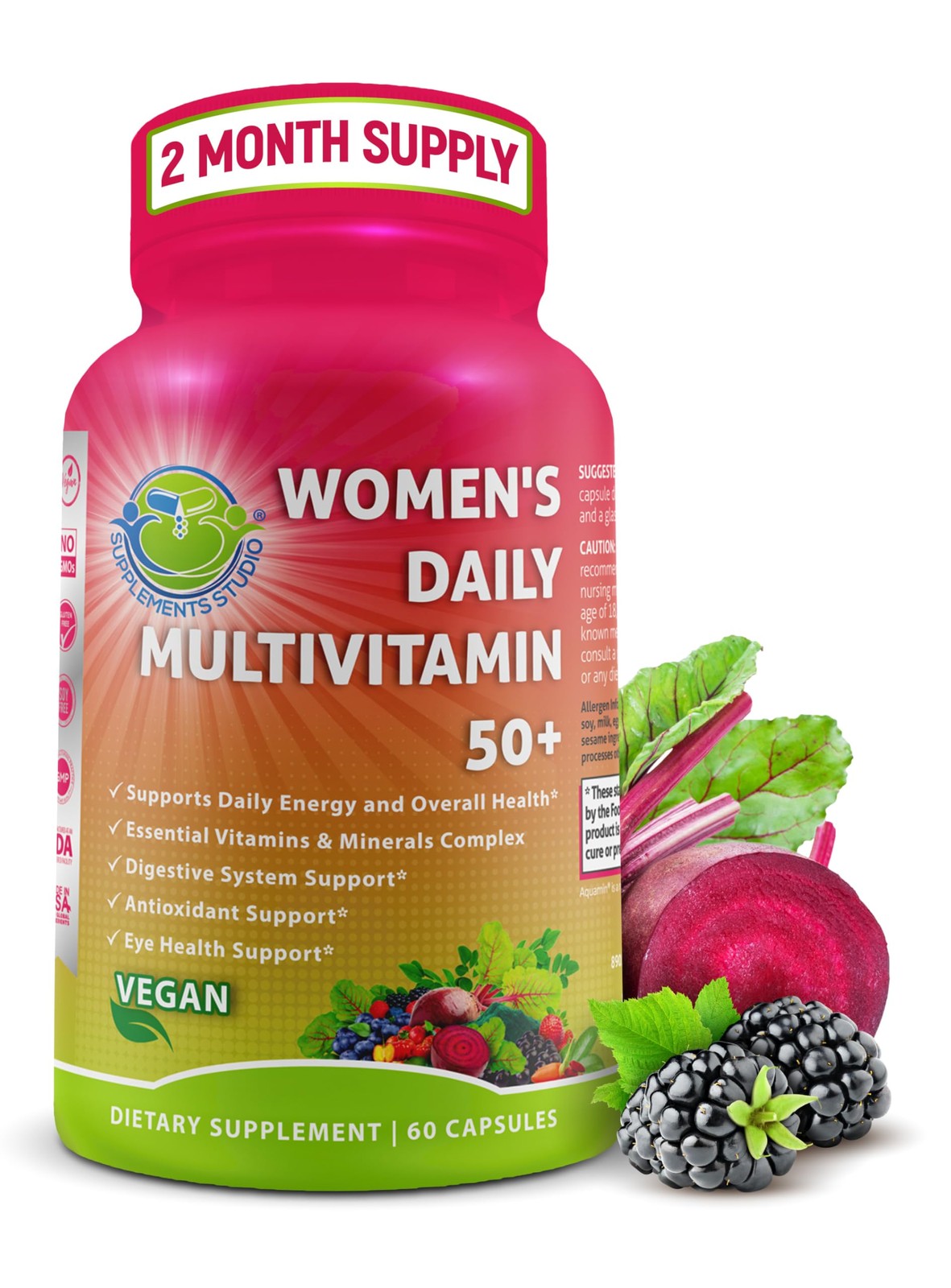 Women’s Daily Multivitamin 50 Plus Vegan Methylated Multivitamin for Women 5…