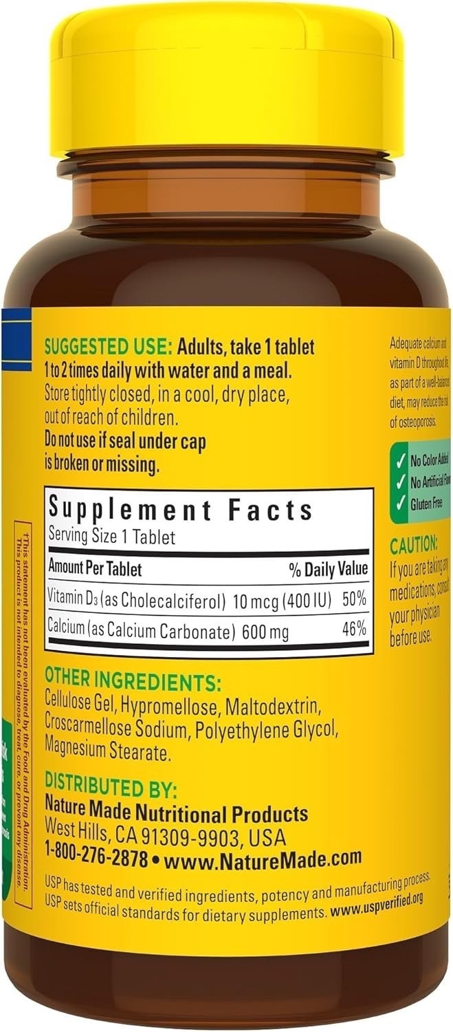 NEW Sealed Nature Made Calcium 600 mg D3 60 Tablets Exp 12/2026