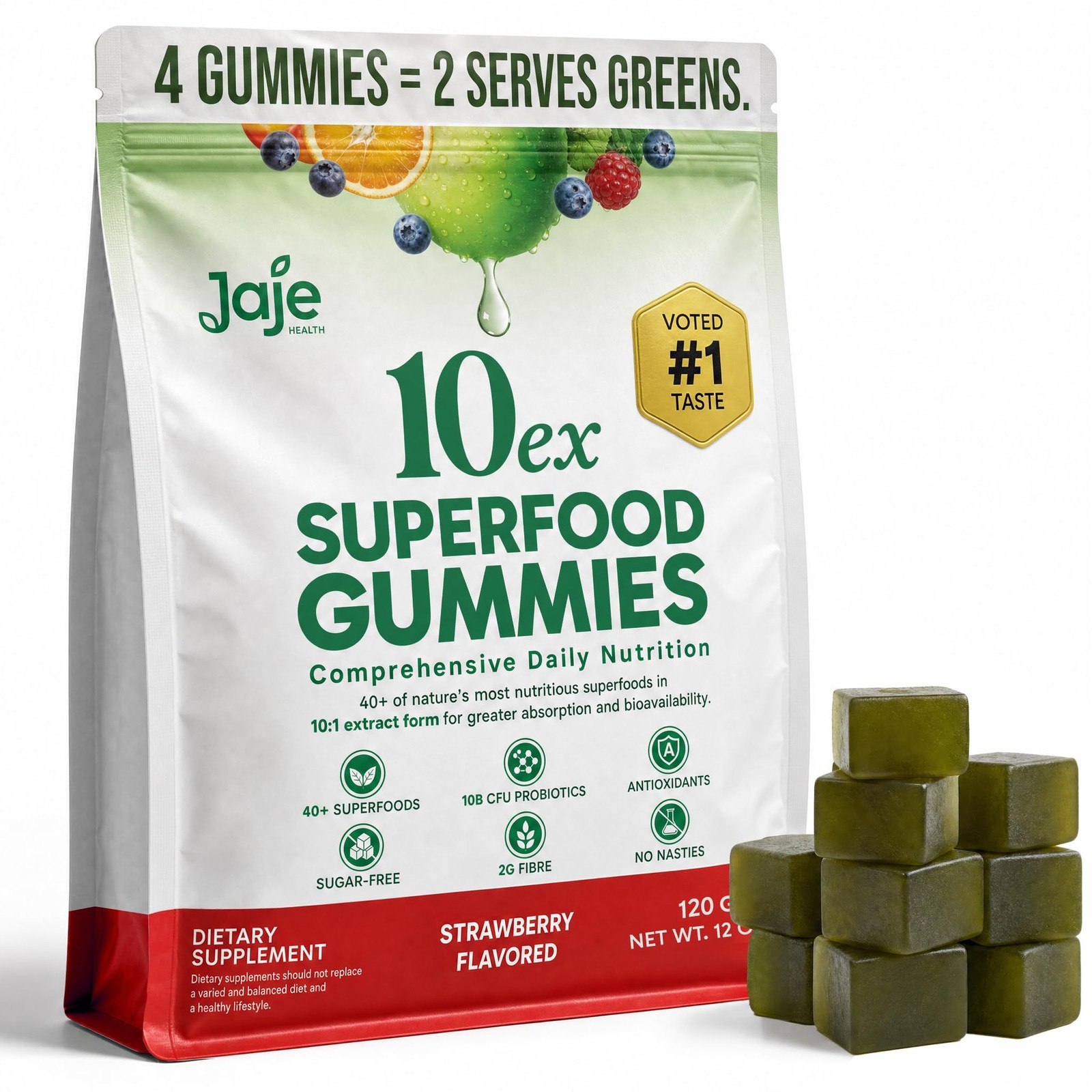 Jaje Health Supergreens Gummies Strawberry 120 Ct