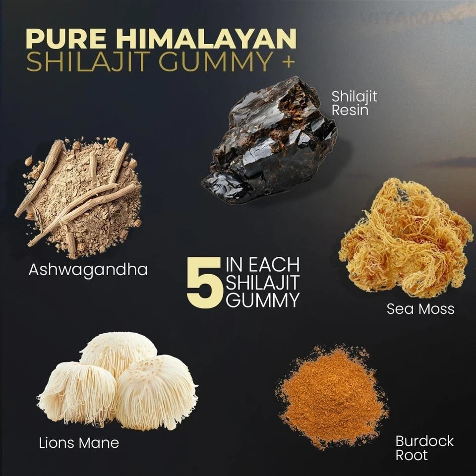 Himalayan Shilajit GOLD Gummies, Organic, Extremely 100% Natural, Fulvic Acid.