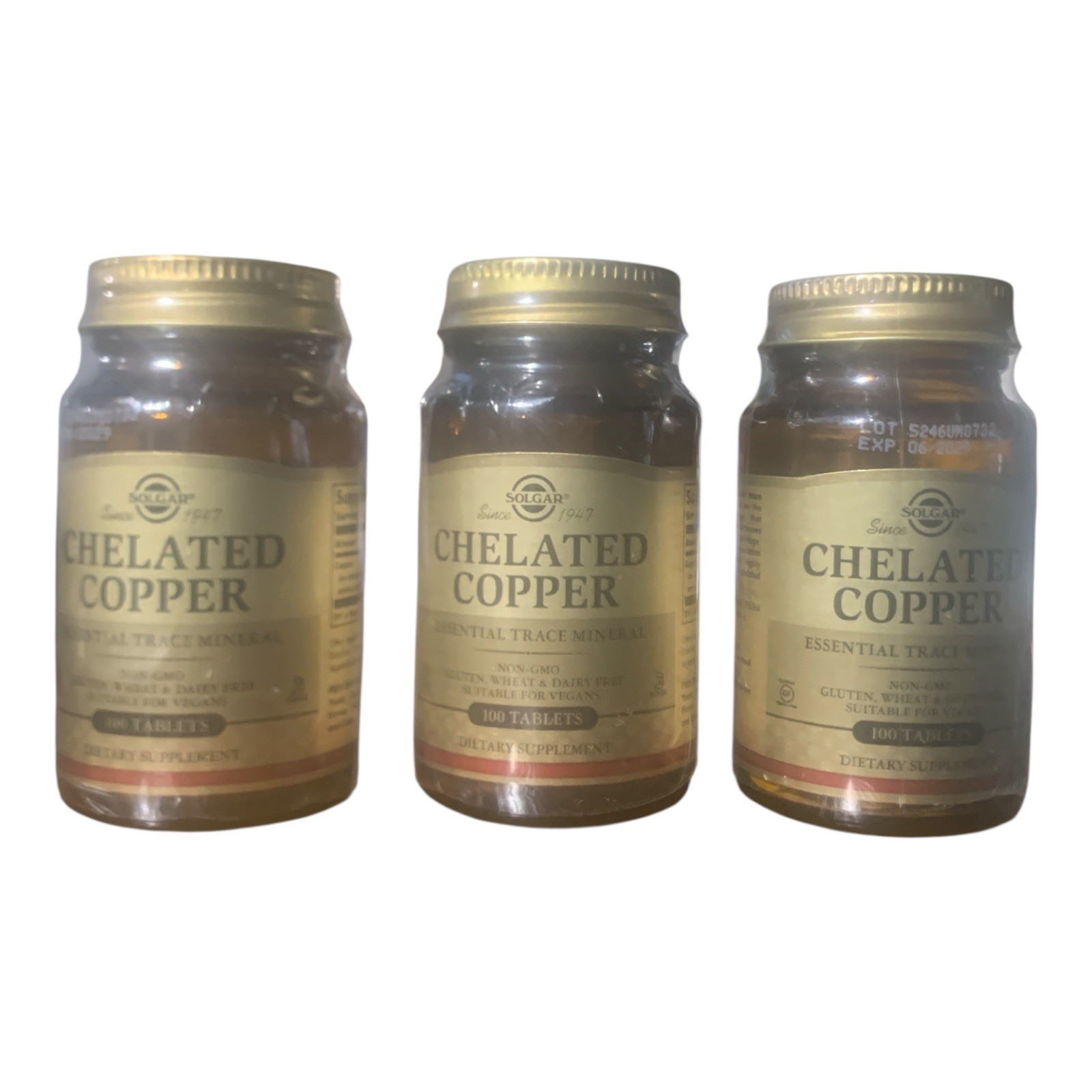 Solgar Chelated Copper 100 Tablets Essential Trace Mineral Supplement 3 Pack