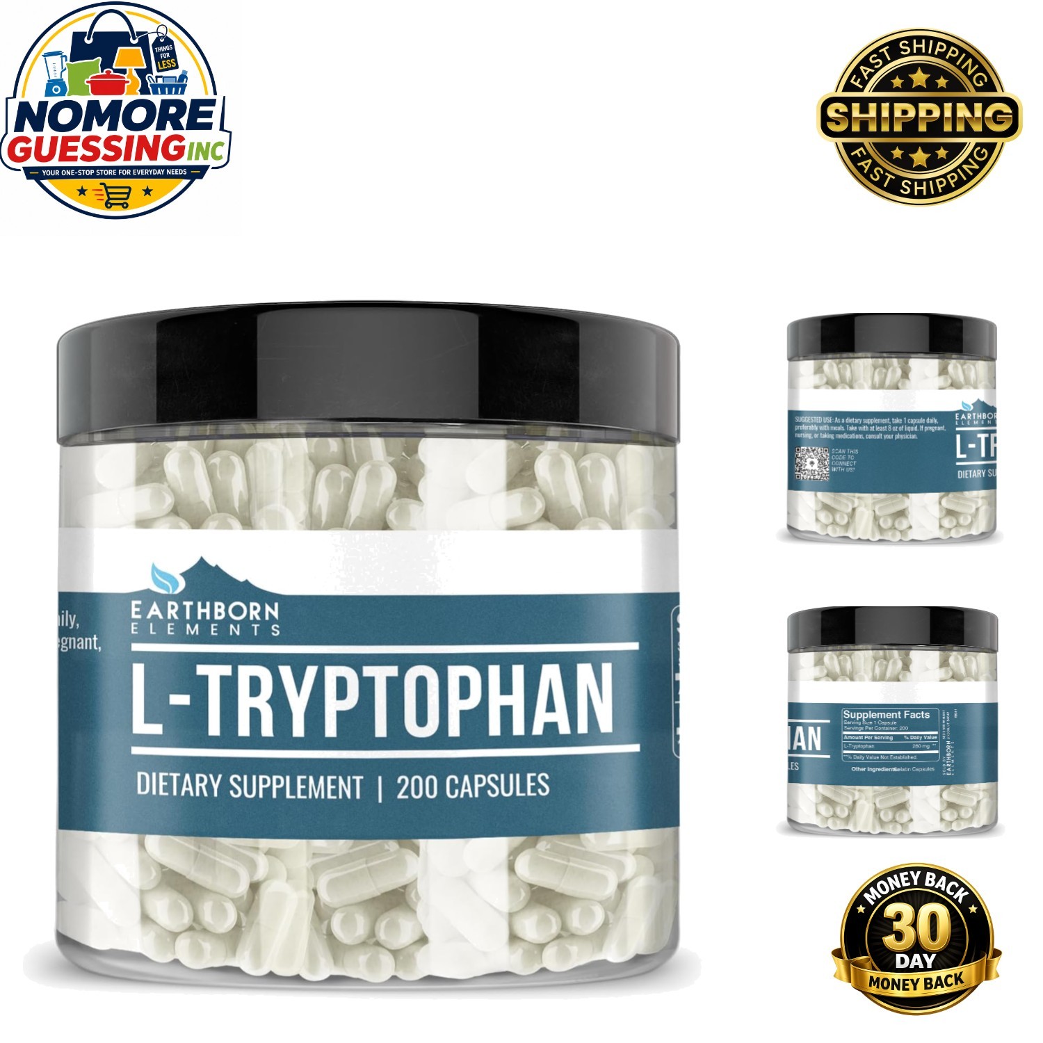 Pure & Undiluted L-Tryptophan 200 Capsules – Keto-Friendly Relaxation Support