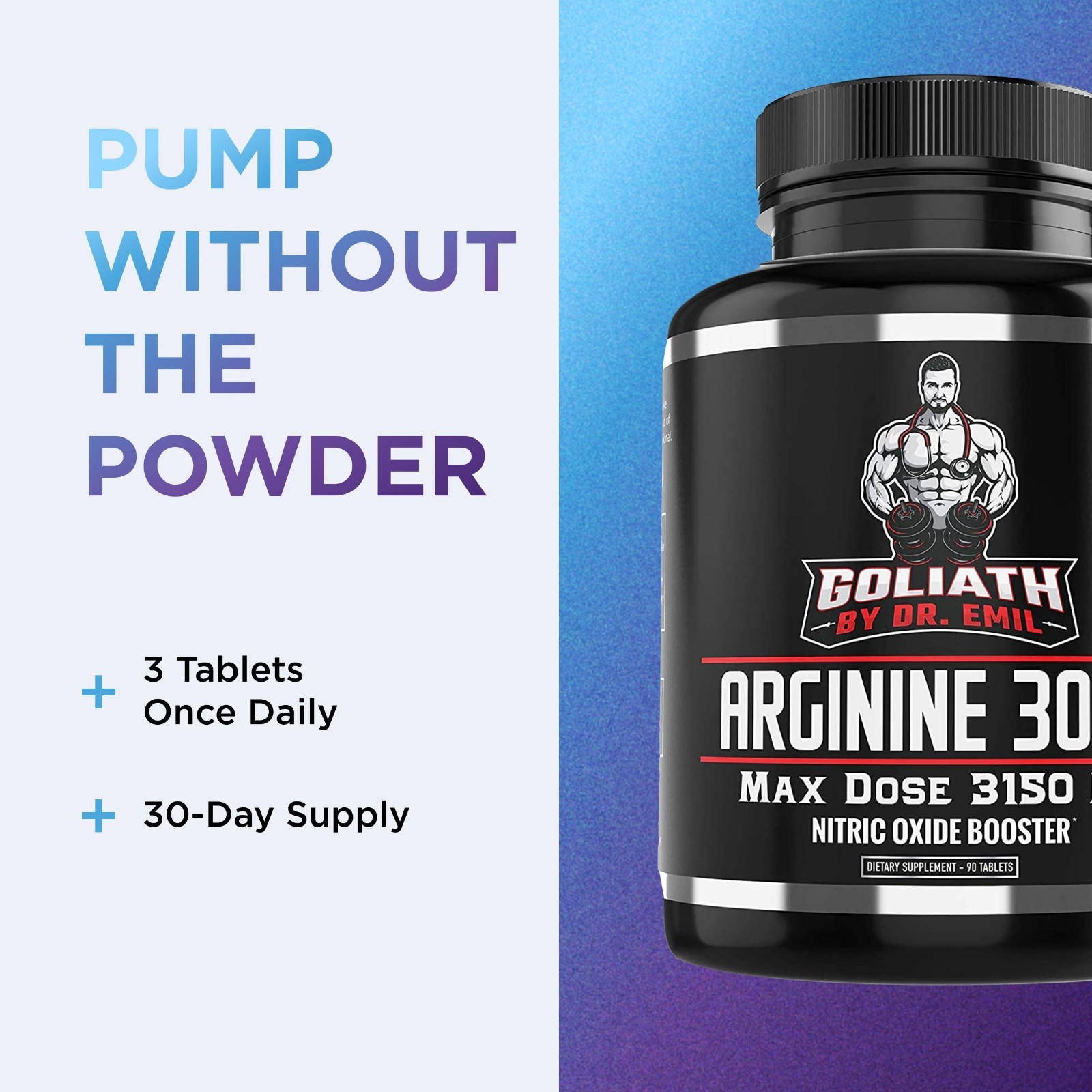 High-Dose Arginine 3000 – Nitric Oxide Booster for Blood Flow, Muscle Growth & E
