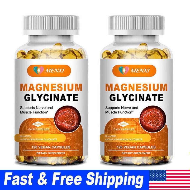 1-4 Packs Magnesium Glycinate 400mg Capsules Support Stress Relief Muscle Bone