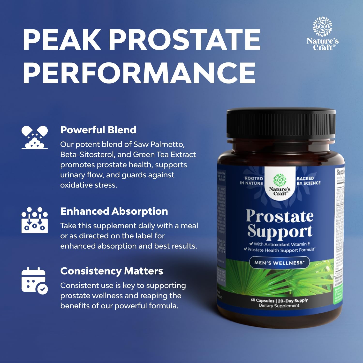 Prostate Health Supplement for Men – Urinary Tract Support – 60 Capsules