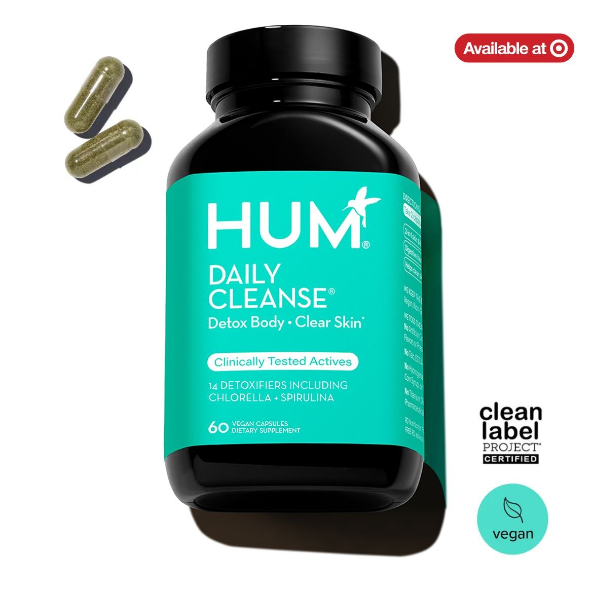 HUM Debloat Detox Duo Digestive Cleanse Supplement Bundle Total Veg 120 Capsule