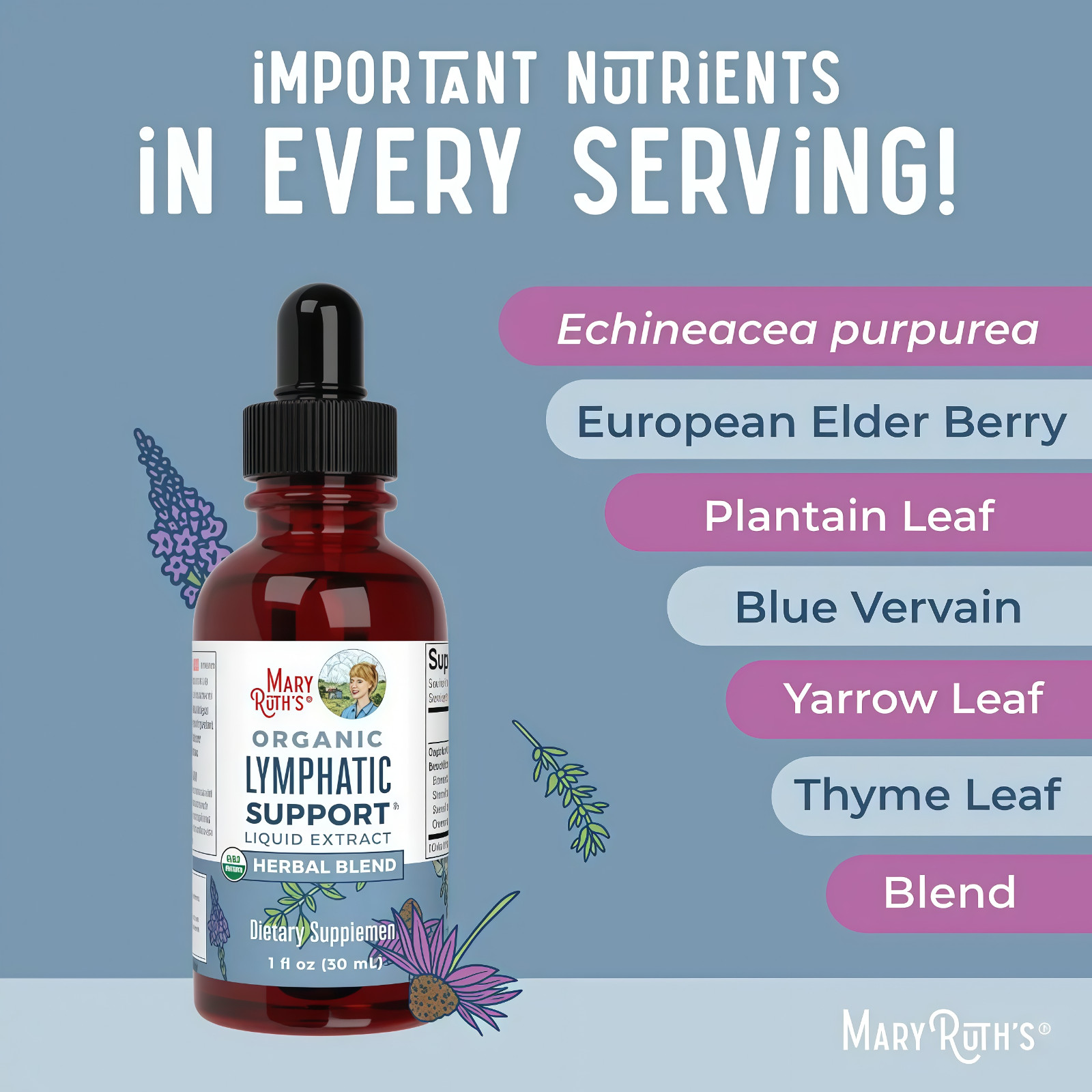 MaryRuth’s Lymphatic Support Herbal Blend Liquid Drops – USDA Organic Lymphatic